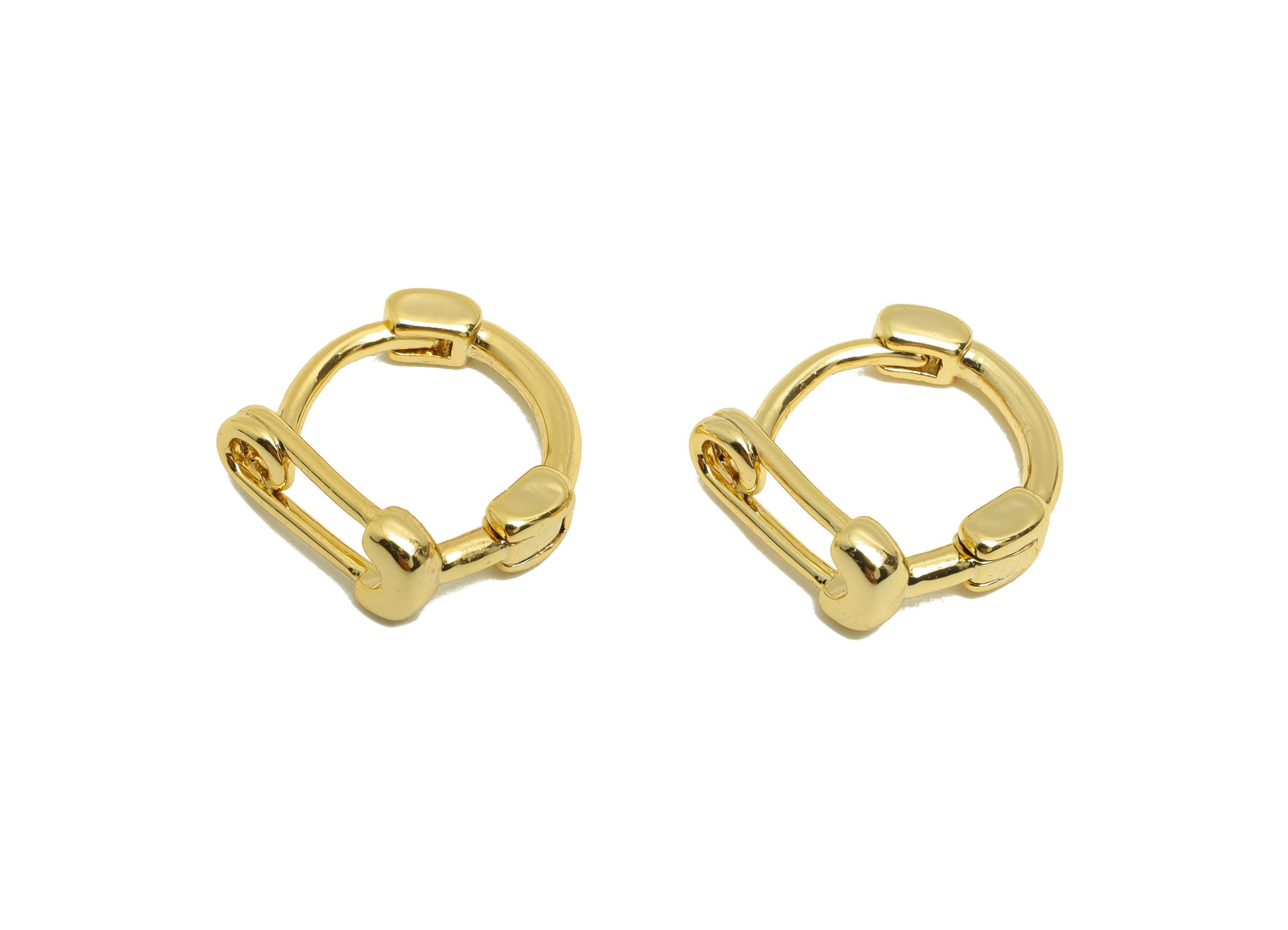 Brass Tiny Paperclip Earring - Gold Huggie Earring for Girl's - Mini Daily Wear Earring - 18K Real Gold Plated - 11.18x10.2x0.69mm - RGP9054 - DOMEDBAZAAR