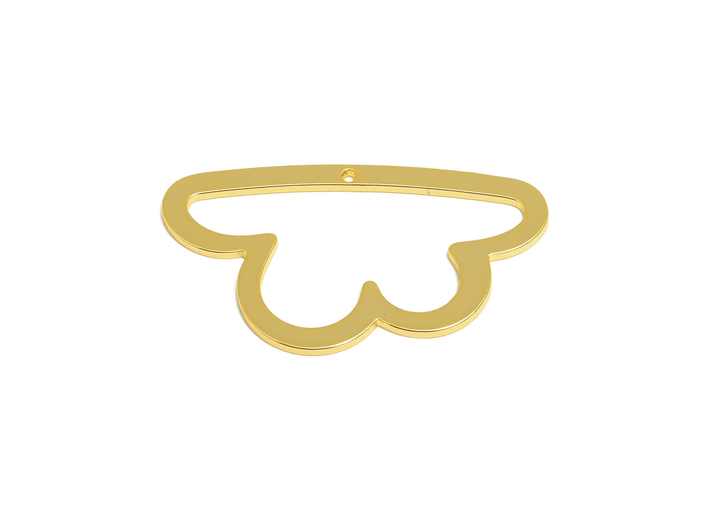 Brass Cloud Outline Pendant - Brass Sky-Themed Jewelry - Gold Cloud Necklace - 18K Real Gold Plated - Gold Jewelry - 30x17x0.8mm - RGP10294 - DOMEDBAZAAR