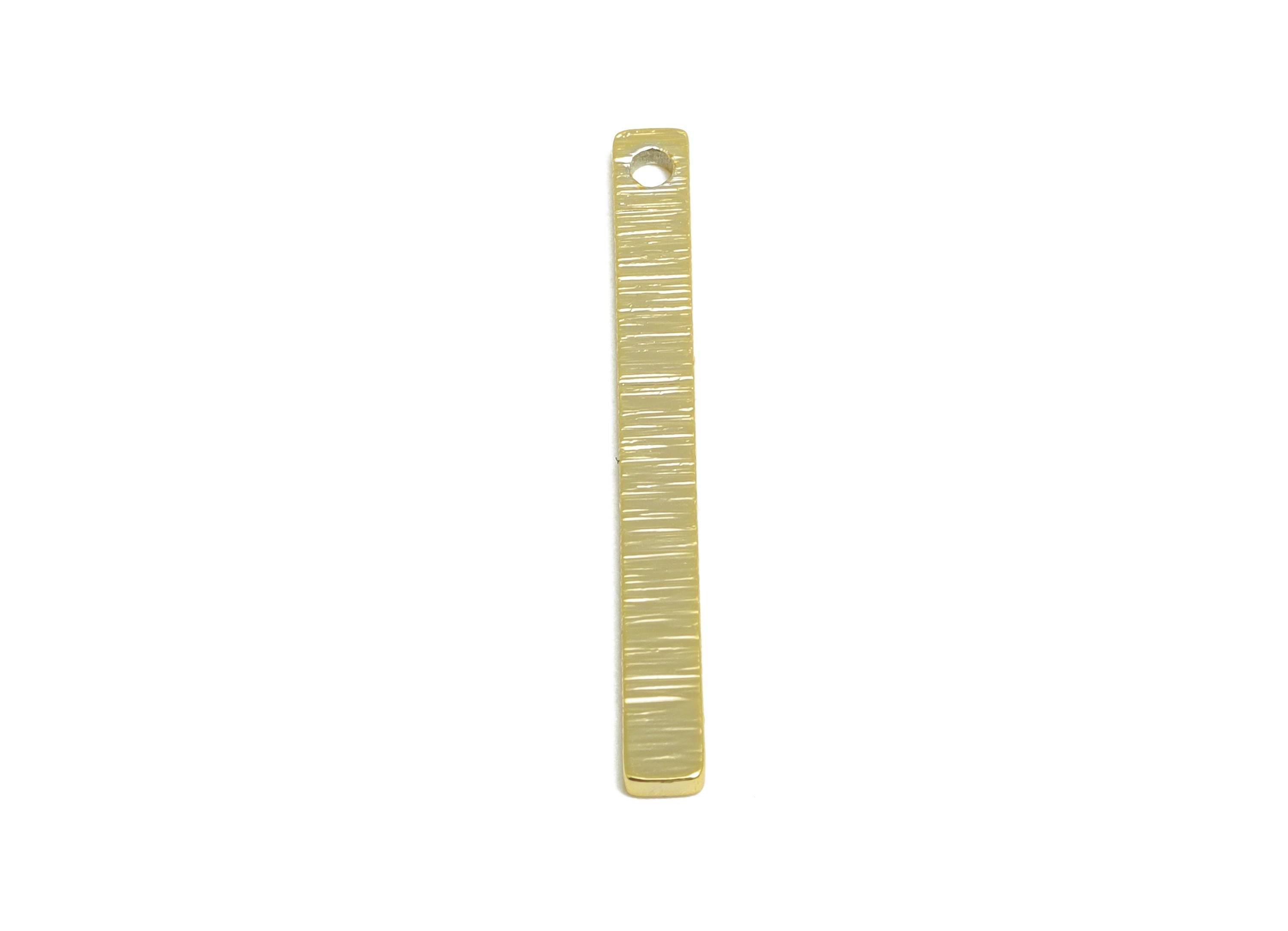 Gold Bar Pendant - Brass Textured Bar Charm - Customizable Pendant - Gold Plated Jewelry - Modern Jewelry - DIY Jewelry - 25x2x1mm -RGP10308 - DOMEDBAZAAR