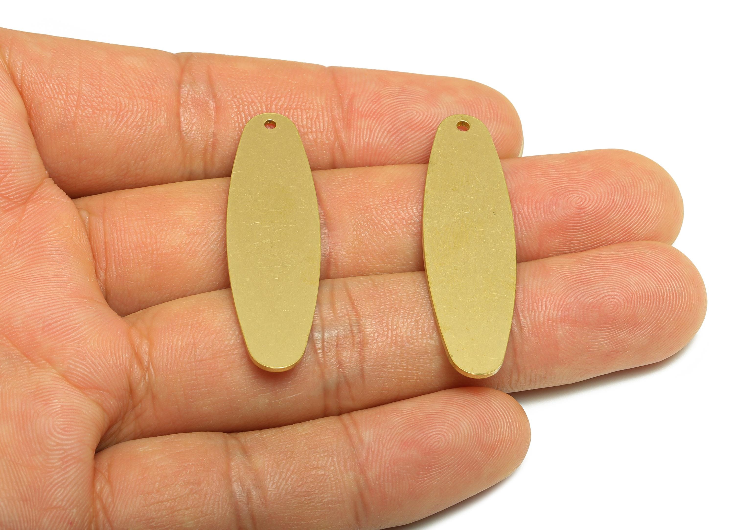 Brass Minimalist Earring Charm - Raw Brass Blank Oval Pendant - Brass Customizable Jewelry - Fashion Jewelry Finding - 42x12x1mm - PP10973 - DOMEDBAZAAR