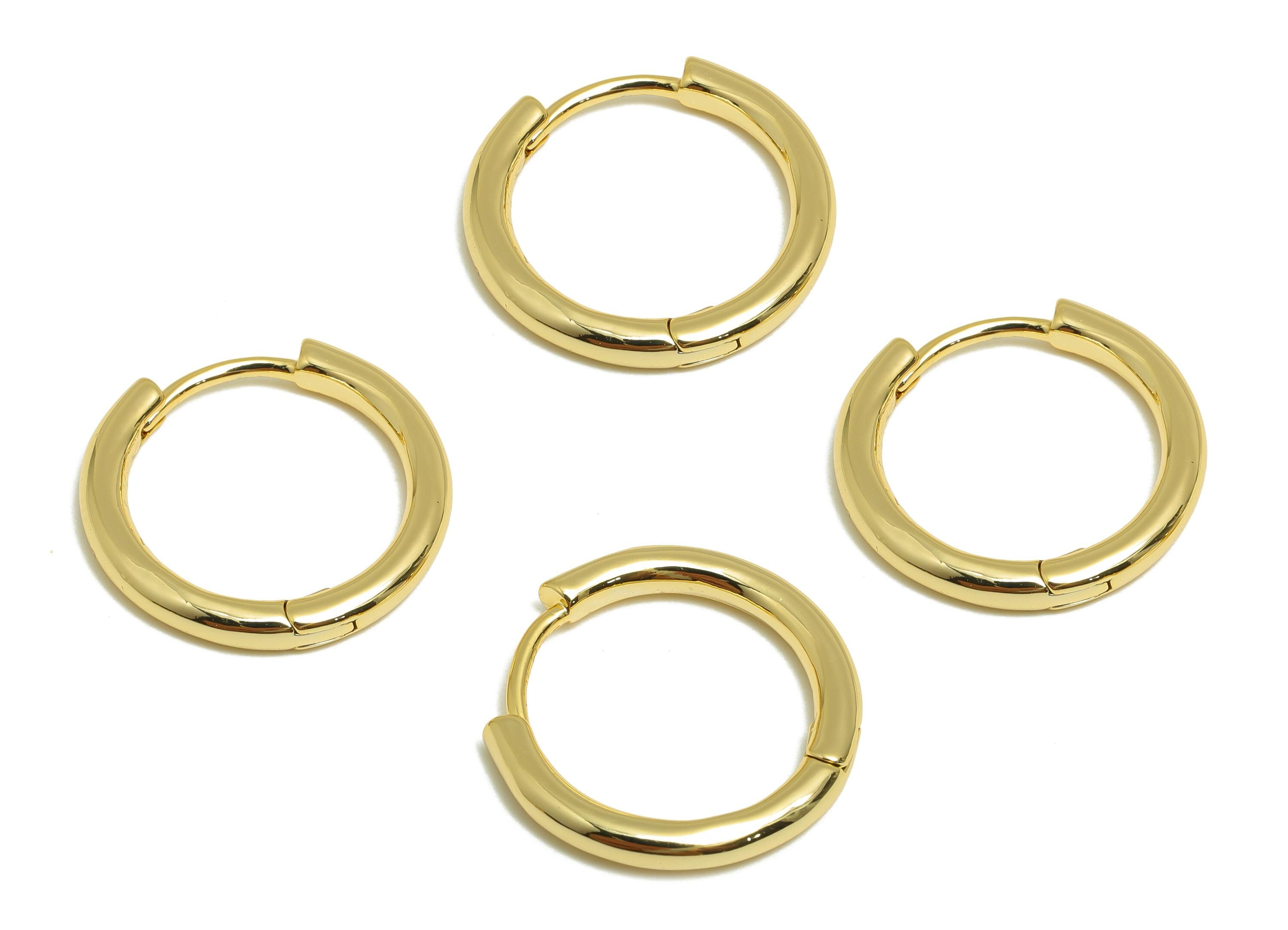 Brass Dainty Hoop Earring - Gold Minimalist Hoop Earrings - Geometric Hoop Jewelry - 18K Real Gold Plating - 17.84x16.7x2.18mm - RGP9166 - DOMEDBAZAAR