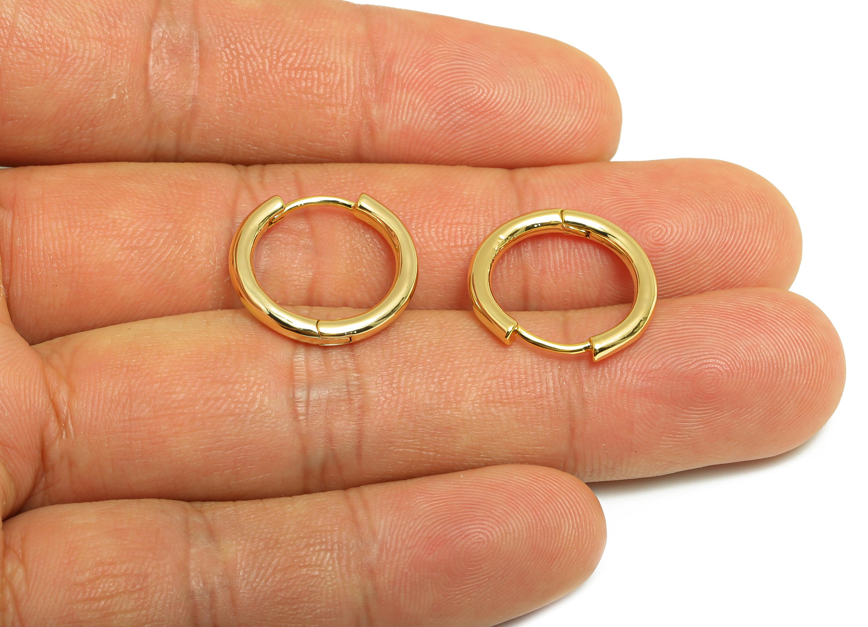 Brass Dainty Hoop Earring - Gold Minimalist Hoop Earrings - Geometric Hoop Jewelry - 18K Real Gold Plating - 17.84x16.7x2.18mm - RGP9166 - DOMEDBAZAAR