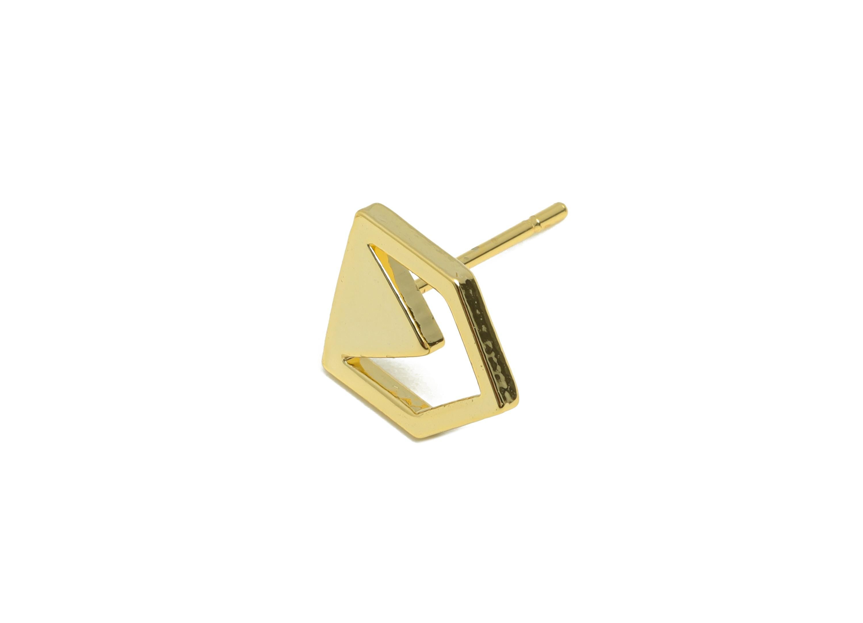 Brass Arrow Earring Post - Gold Minimalist Earring Stud - Mini Arrow Daily Wear Earring - 18K Real Gold Plating -10.06x9.15x1.26mm - RGP9096 - DOMEDBAZAAR