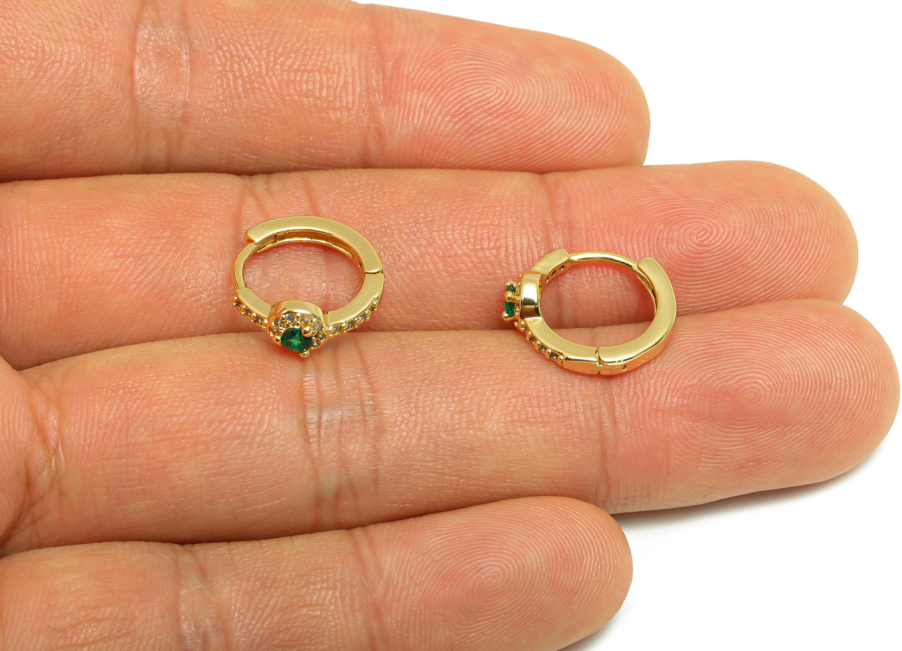 Brass Dainty Hoop Earring - Gold Zircon Abstract Hoop Earrings - Geometric Hoop Jewelry - 18K Real Gold Plating - 14x12x1.84mm - RGP9168 - DOMEDBAZAAR