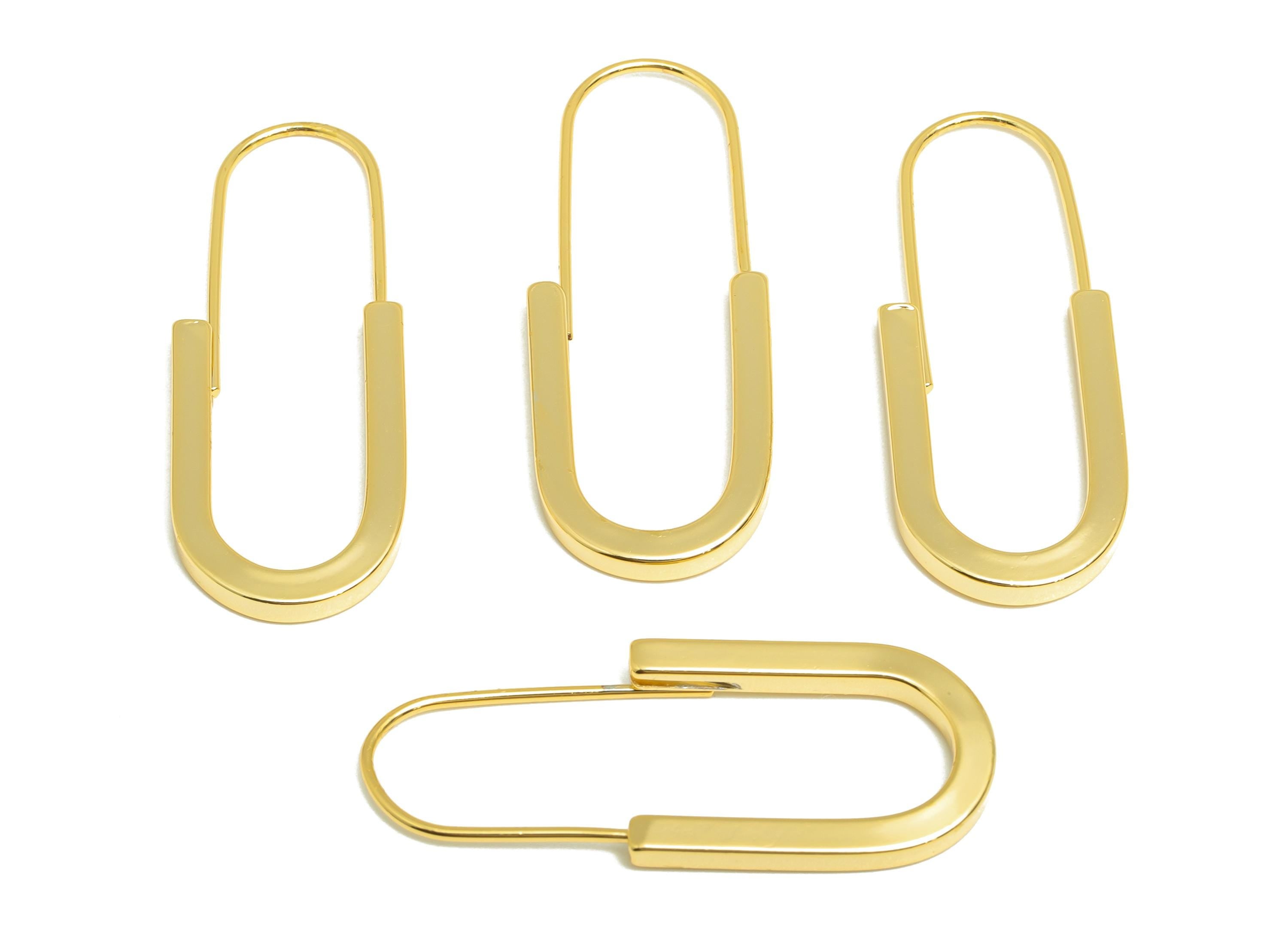 Gold Hoop Earring - Brass Modern Hoop Earring - Brass Geometry Hoop Jewelry - Trendy Jewelry - 18K Real Gold Plating - 40x15x2mm - RGP9180 - DOMEDBAZAAR