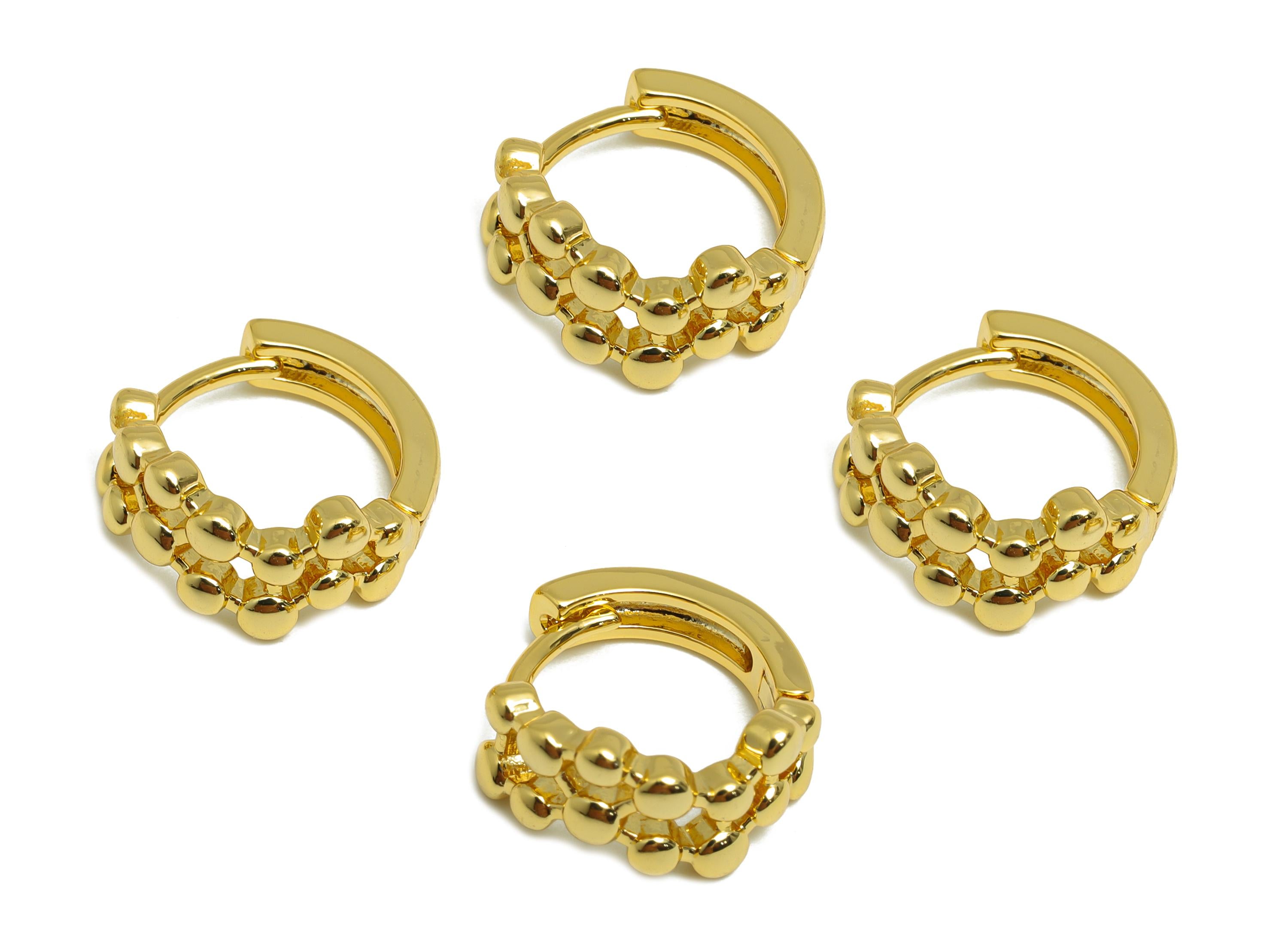 Gold Mini Hoop Earring - Brass Chic Hoop Huggie Earring - Brass Fashion Hoop Jewelry - 18K Real Gold Plating - 14.16x7.07x1.96mm - RGP9187 - DOMEDBAZAAR