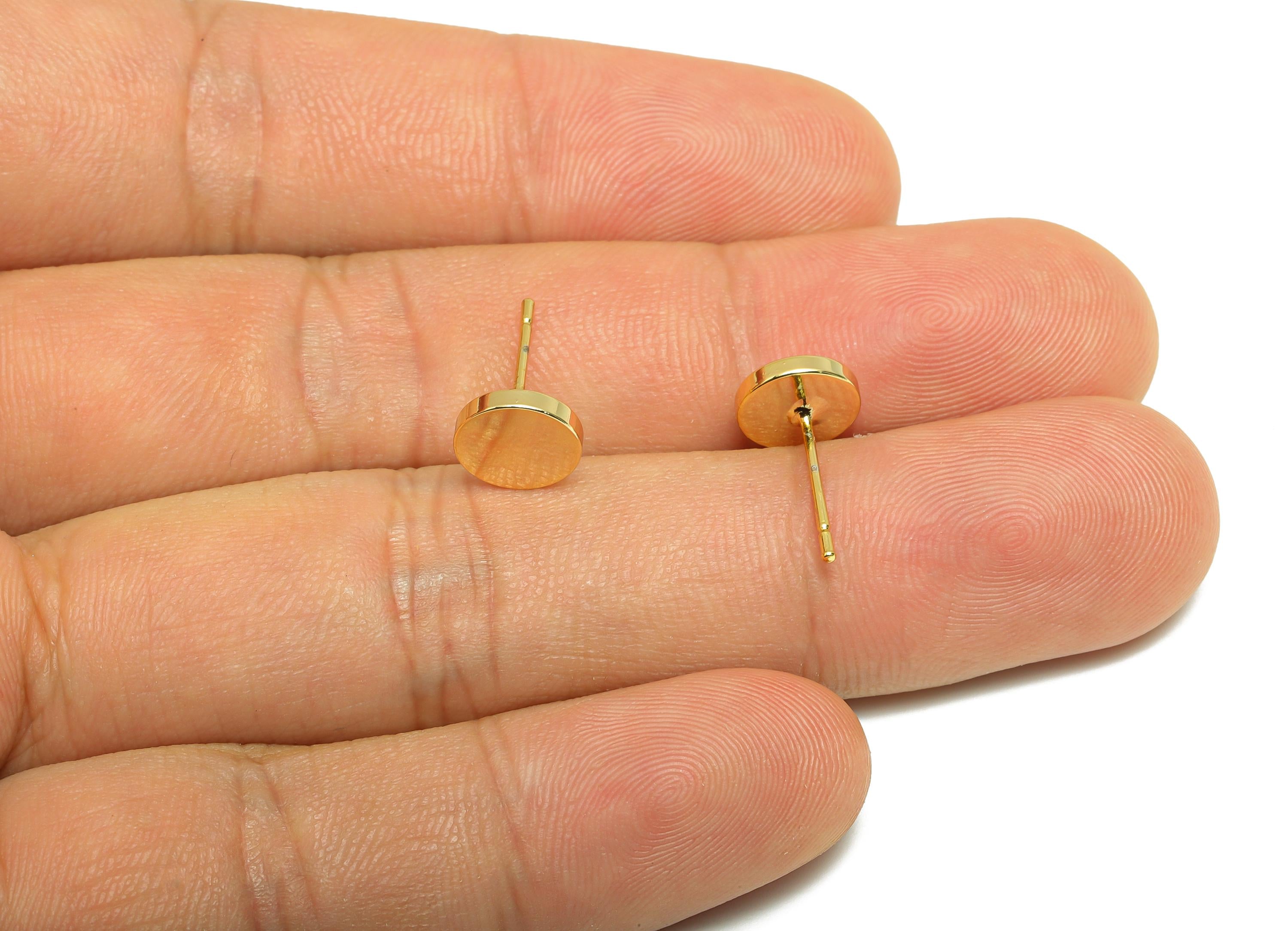 Brass Round Earring - Gold Geometry Earring Post - Brass Modern Earring - Minimalist Jewelry - 18K Real Gold Plated - 7x7x1.57mm - RGP9209 - DOMEDBAZAAR