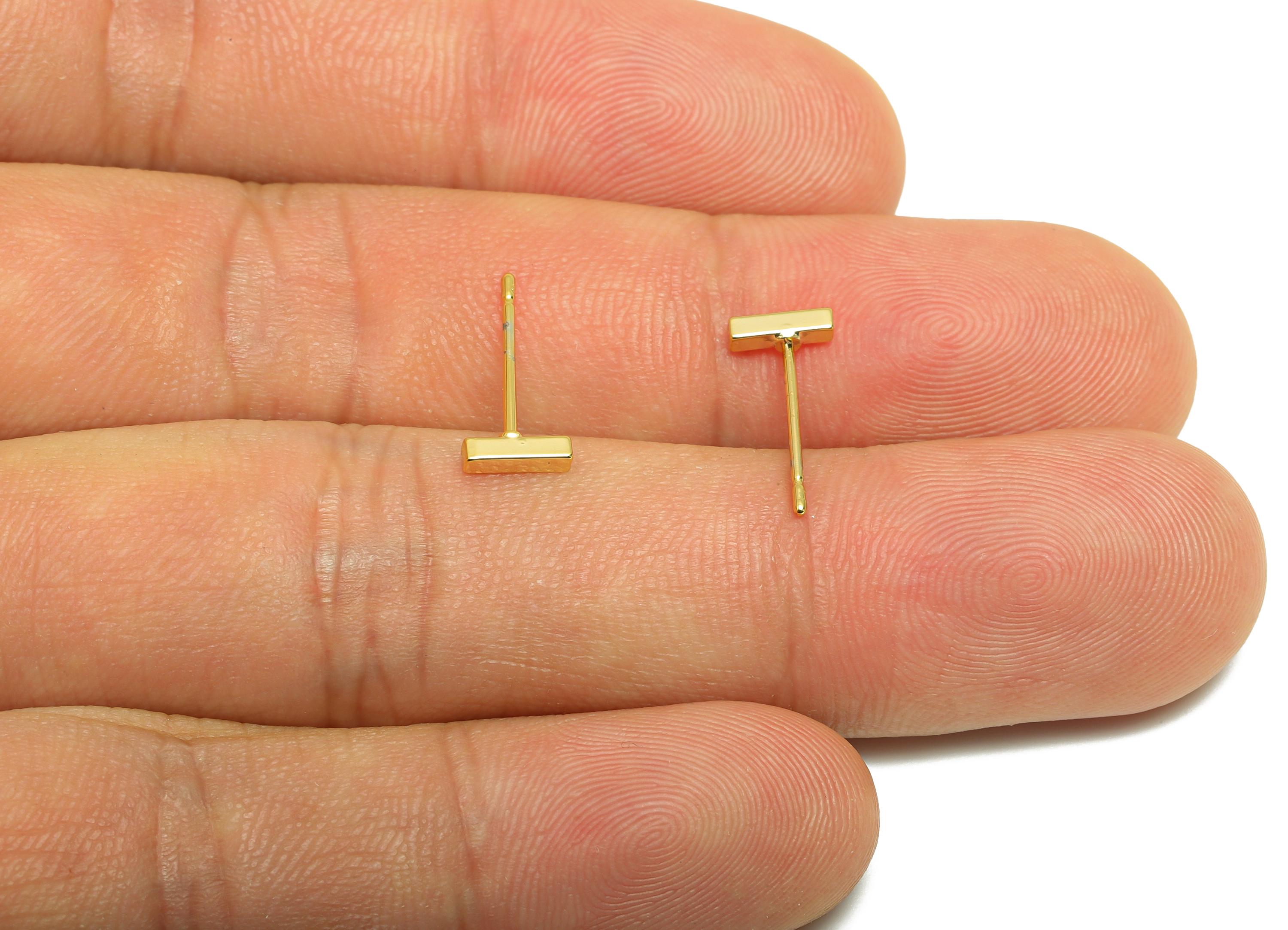 Brass Bar Earring - Gold Geometry Earring Post - Brass Modern Earring - Minimalist Jewelry - 18K Real Gold Plated - 6.03x1.6x1mm - RGP9220 - DOMEDBAZAAR