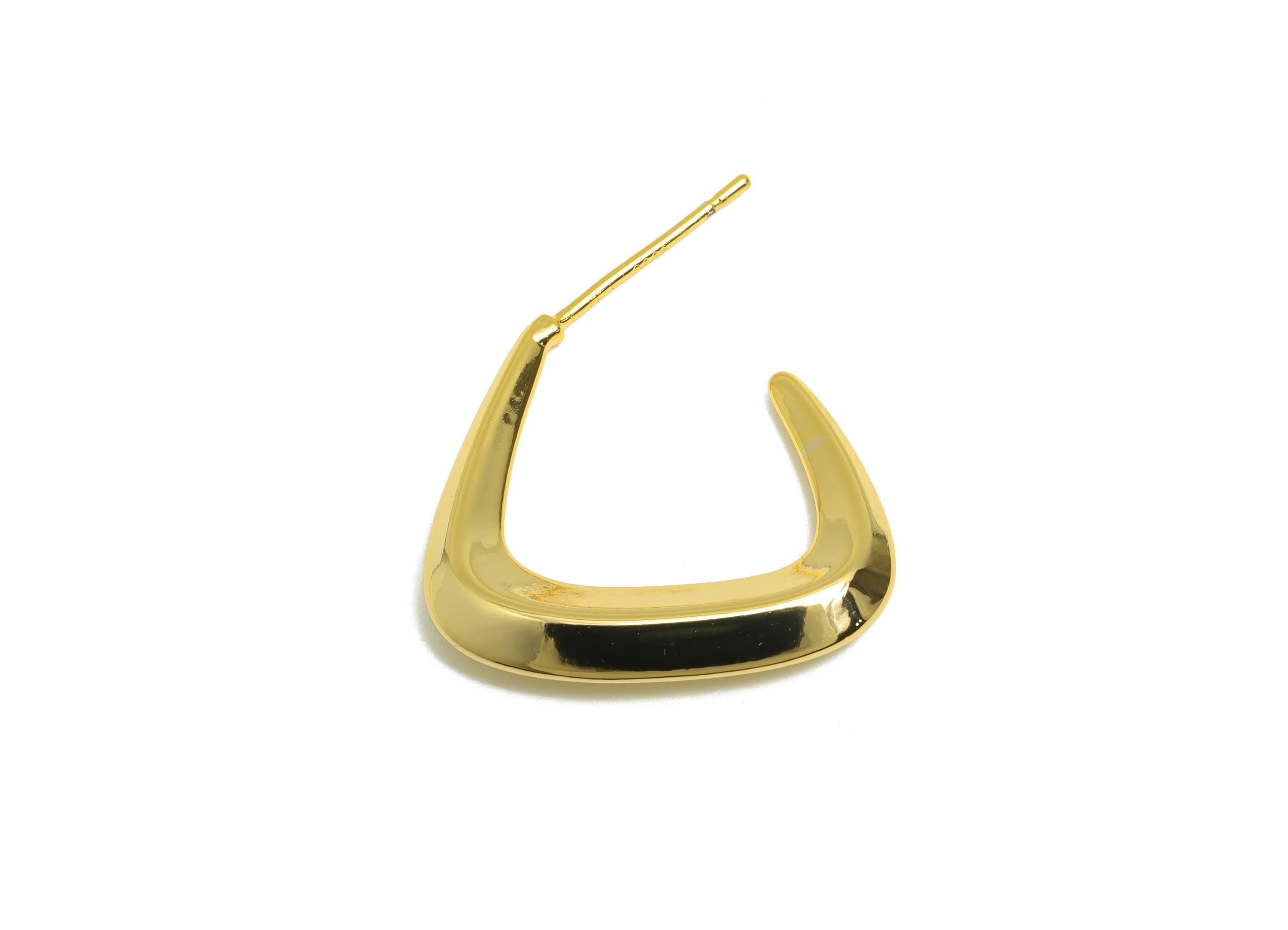 Modern Geometric Earring Stud - Gold Hoop Earring - Brass Sleek Gold Jewelry - Modern Jewelry - 18K Real Gold Plated - 21x20x3mm - RGP9228 - DOMEDBAZAAR