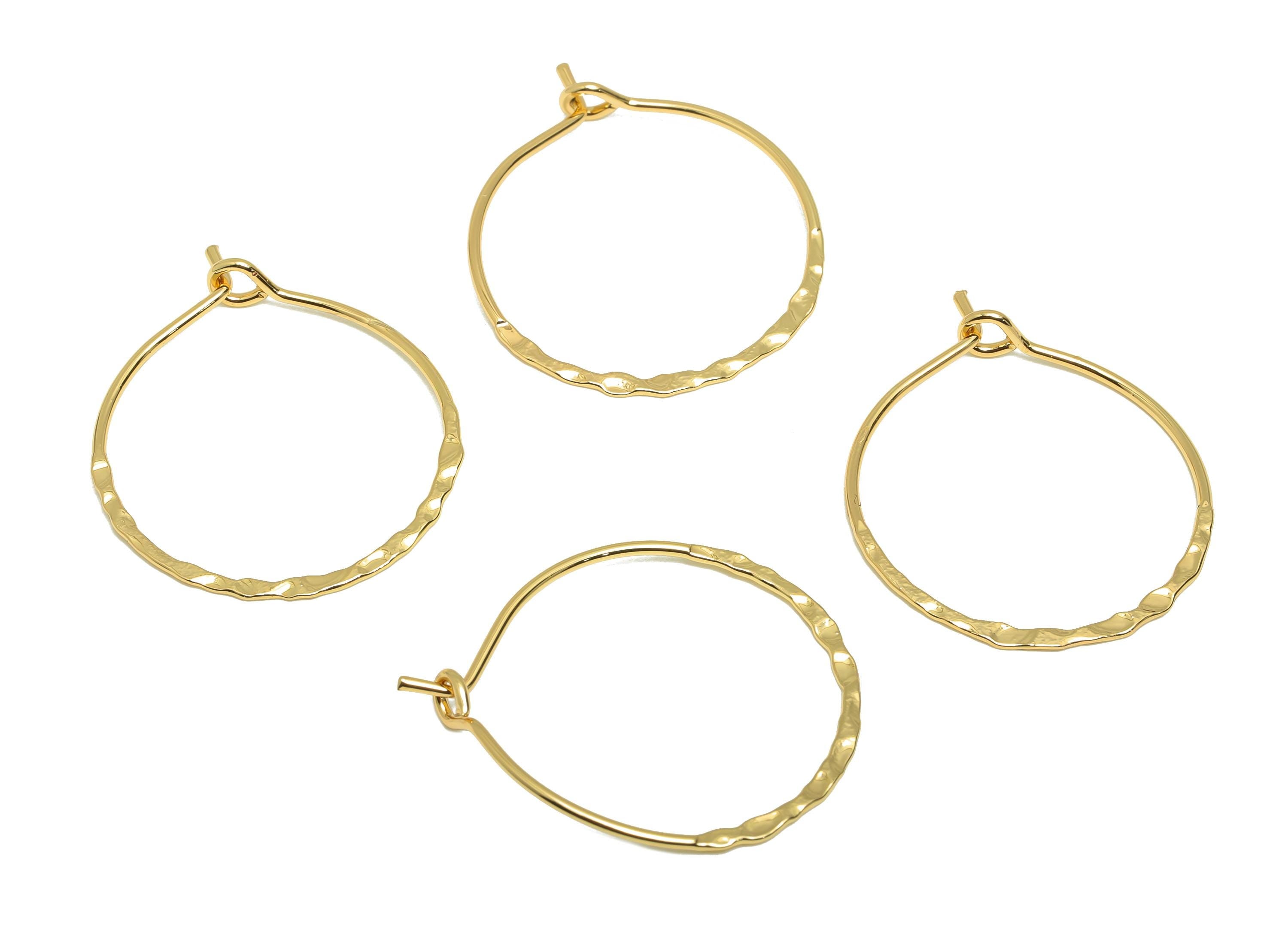 Hammered Hoop Earring - Chic Gold Hoop Earring Clasp - Brass Everyday Hoop Clasp - Gold Jewelry - 18K Real Gold Plated - 29x24x1mm- RGP9212 - DOMEDBAZAAR