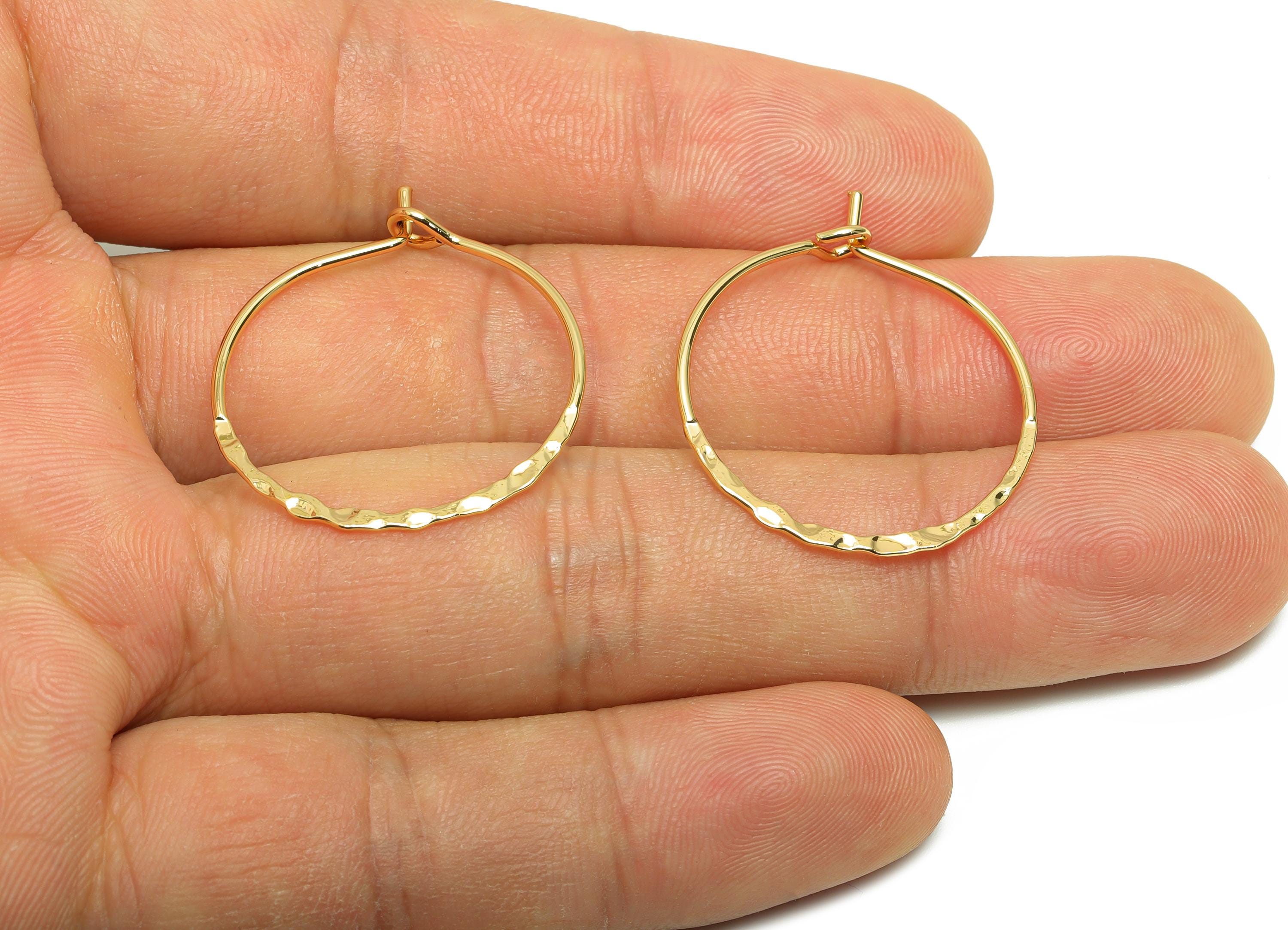 Hammered Hoop Earring - Chic Gold Hoop Earring Clasp - Brass Everyday Hoop Clasp - Gold Jewelry - 18K Real Gold Plated - 29x24x1mm- RGP9212 - DOMEDBAZAAR