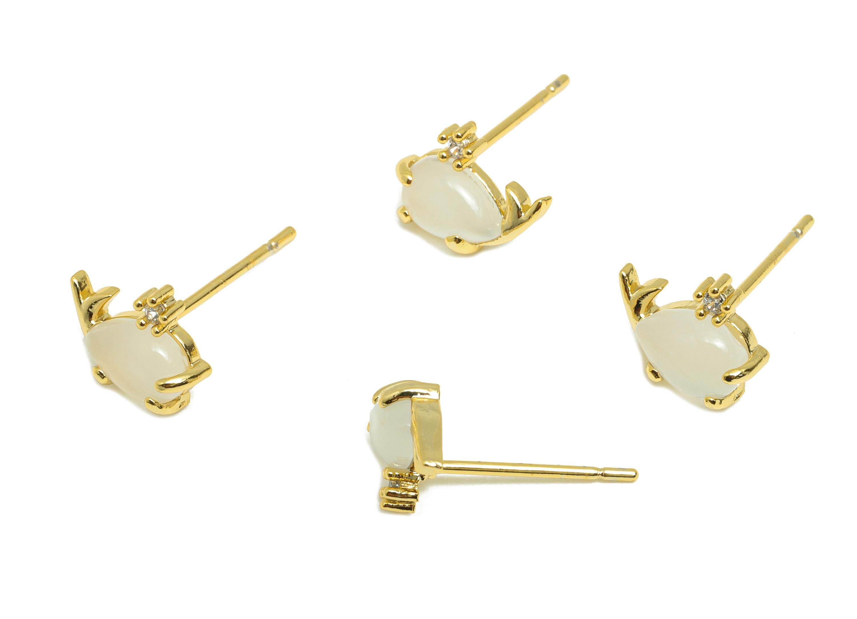 Whale Earring Stud - Brass Zircon Whale Earring Post - Ocean-Themed Jewelry - Marine Life Jewelry - 18K Real Gold Plating -9x7x3mm - RGP9218 - DOMEDBAZAAR