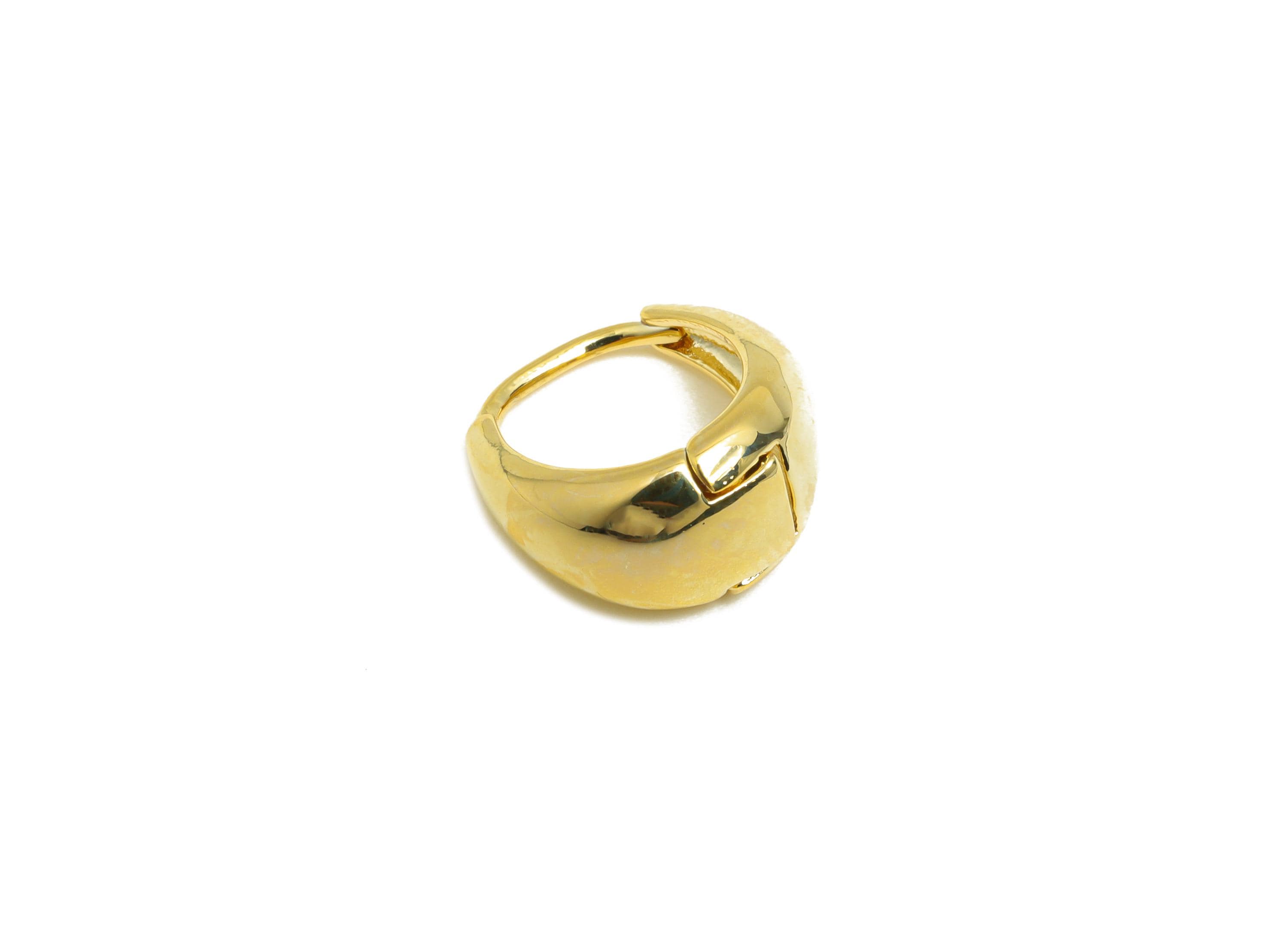 Classic Gold Hoop Earring - Brass Chunky Gold Huggie Earring - Brass Everyday Jewelry - 18K Real Gold Plating - 11.2x5x1mm - RGP9198 - DOMEDBAZAAR