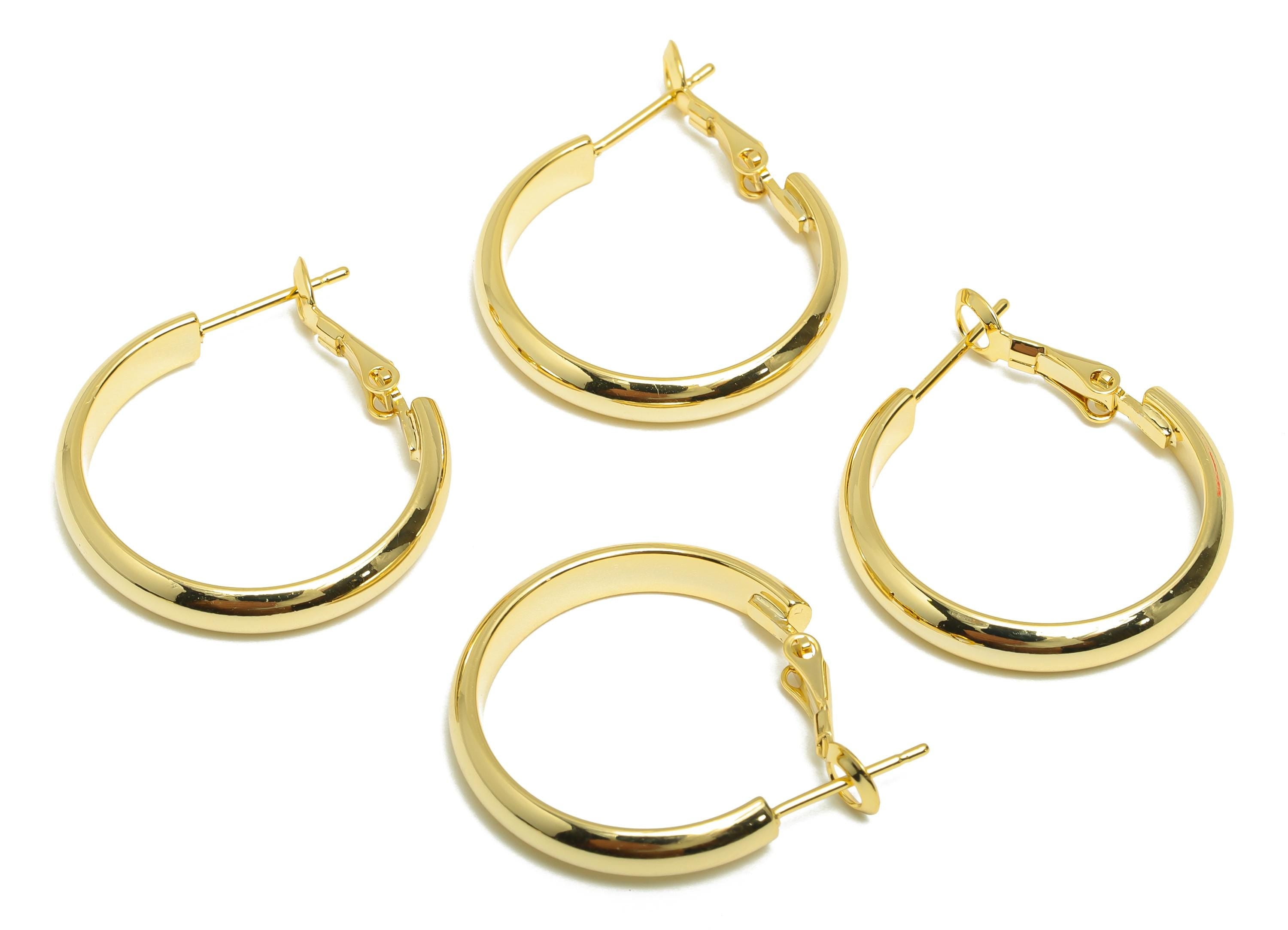 Brass Hoop Earring - Brass Minimalist Gold Hoop Clasp - Brass Hoop Clasp - Punk Rock Jewelry - 18K Real Gold Plated - 31x25x2mm - RGP9244 - DOMEDBAZAAR