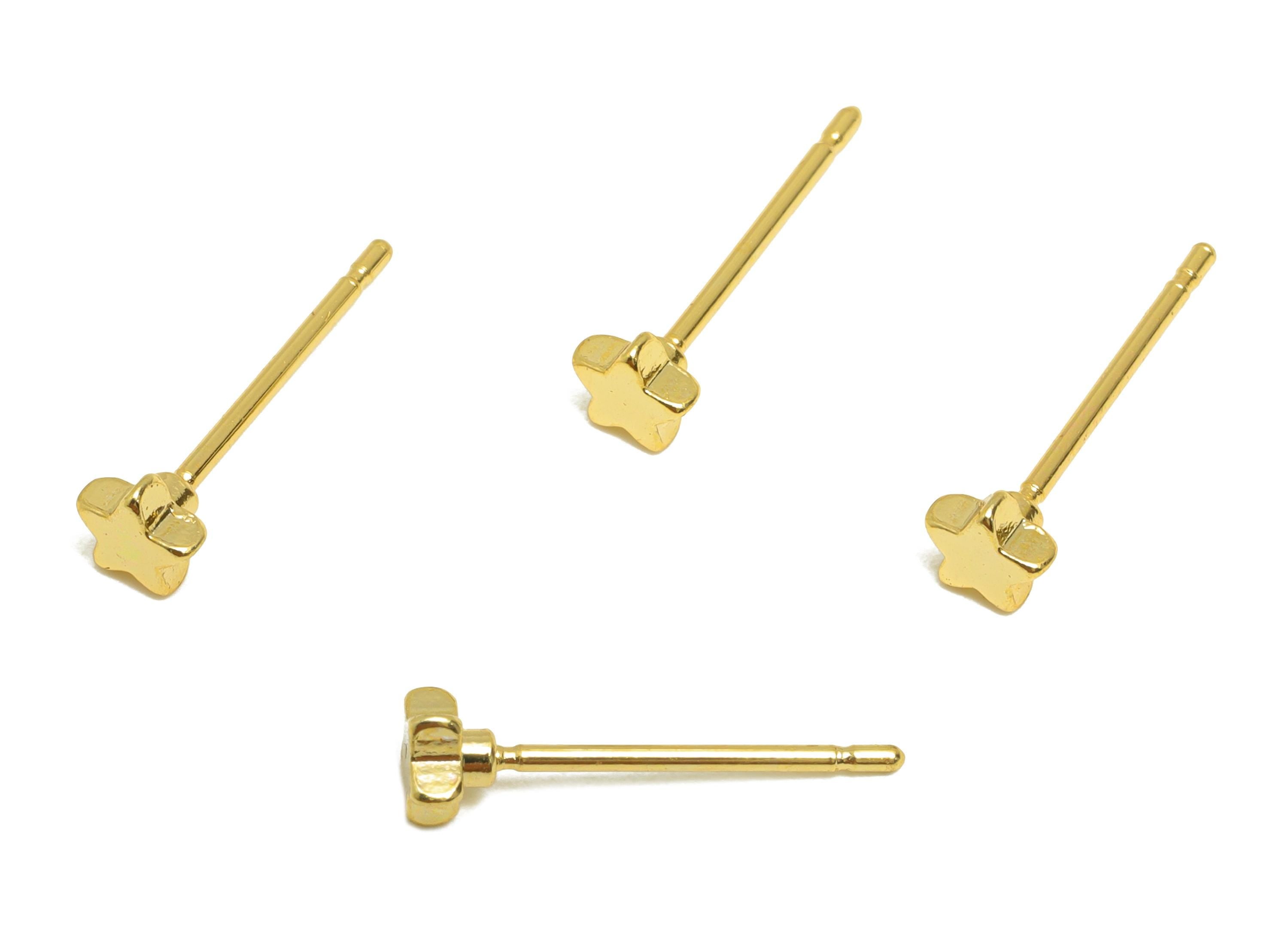 Gold Star Earring Stud - Gold Dainty Star Earring Post - Brass Mini Star Earring - Gold Jewelry - 18K Real Gold Plated - 3x3x1mm - RGP9249 - DOMEDBAZAAR