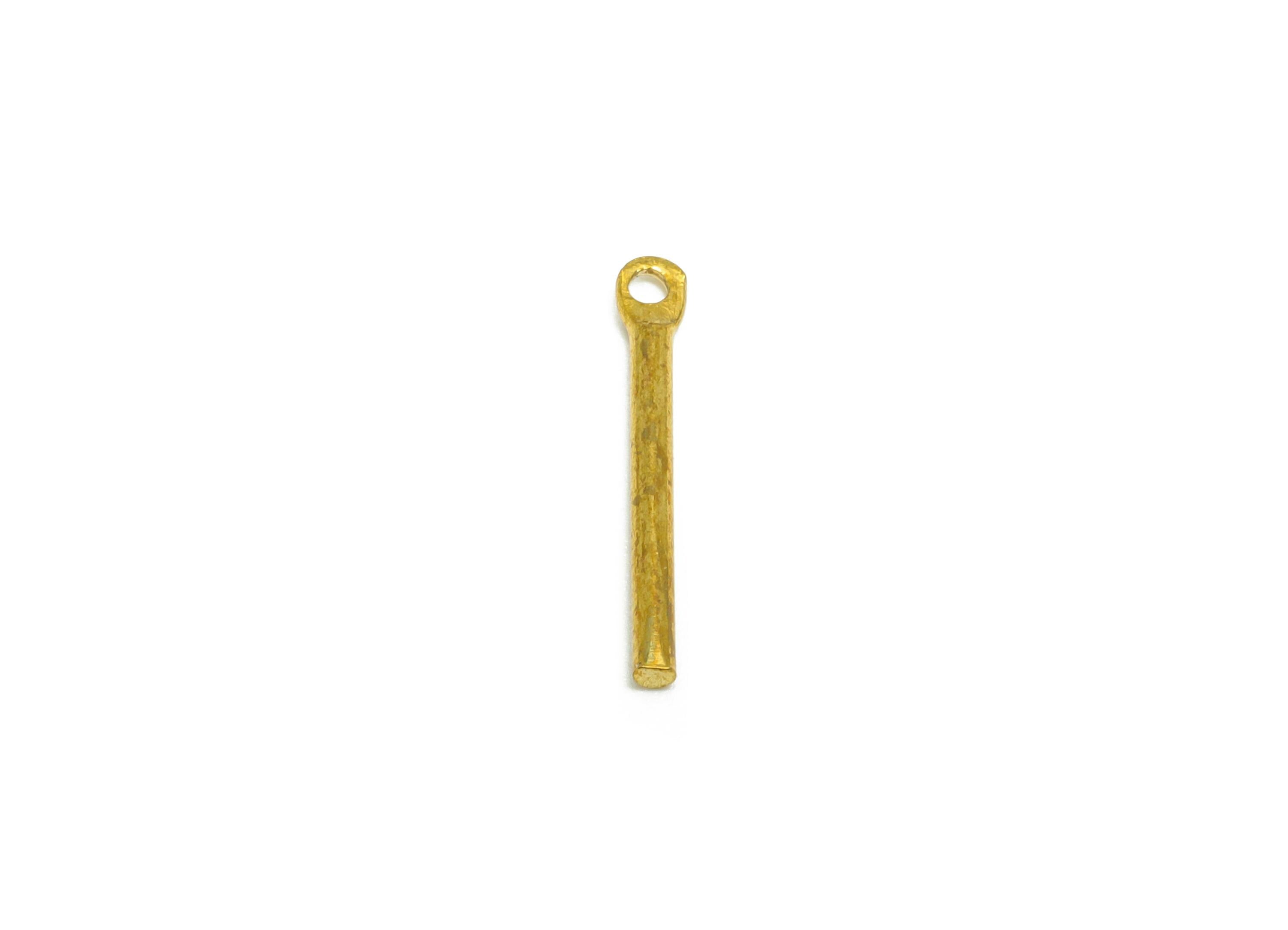 1.2*14mm Stick Earring Charm - Raw Brass Metal Rod with Loop End - Solid Brass Eye Pin - Eye Pin for Jewelry and Crafting - PP10921 - DOMEDBAZAAR
