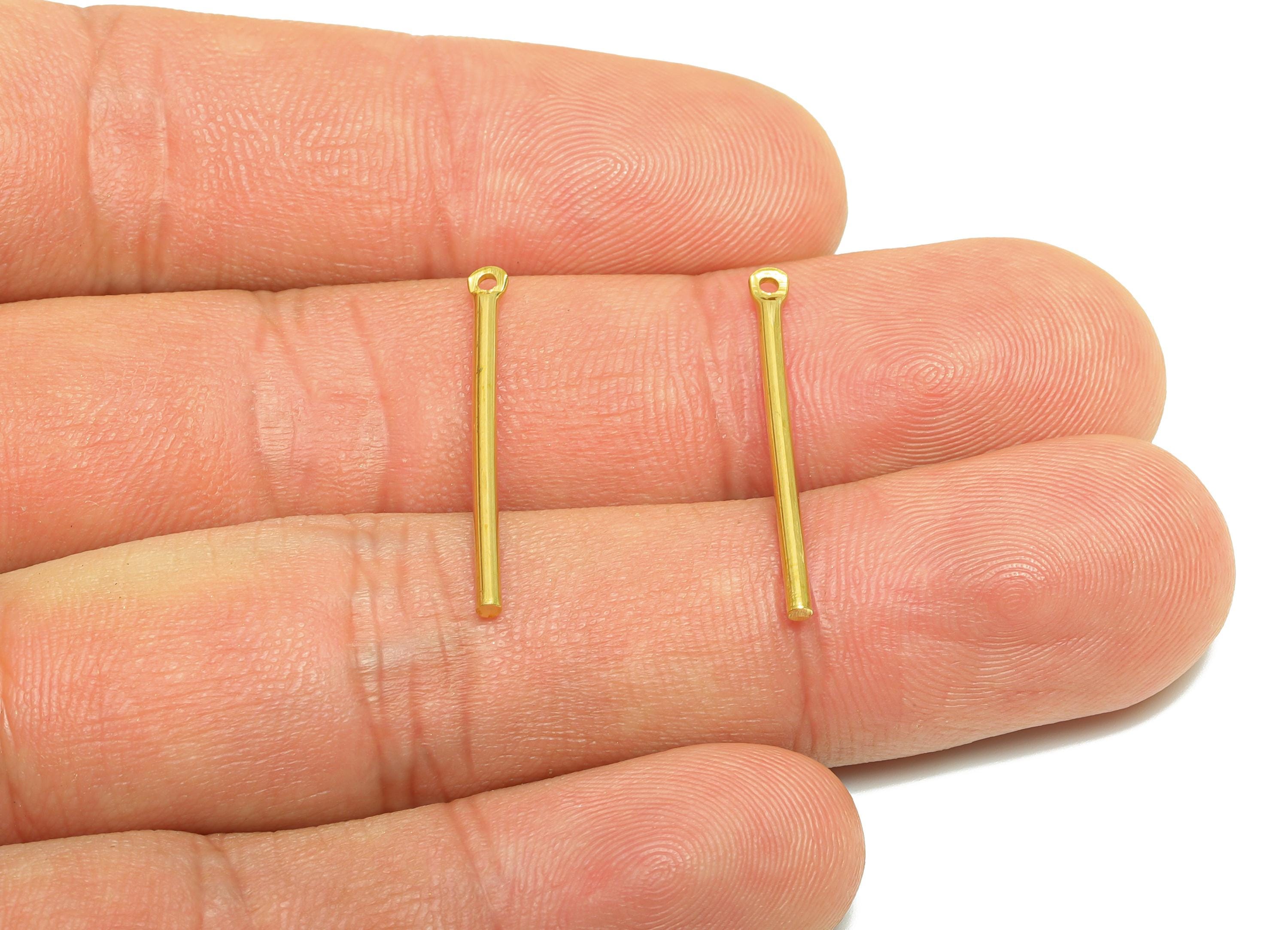 1.5*25mm Stick Earring Charm - Raw Brass Metal Rod with Loop End - Solid Brass Eye Pin - Eye Pin for Jewelry and Crafting - PP10913 - DOMEDBAZAAR