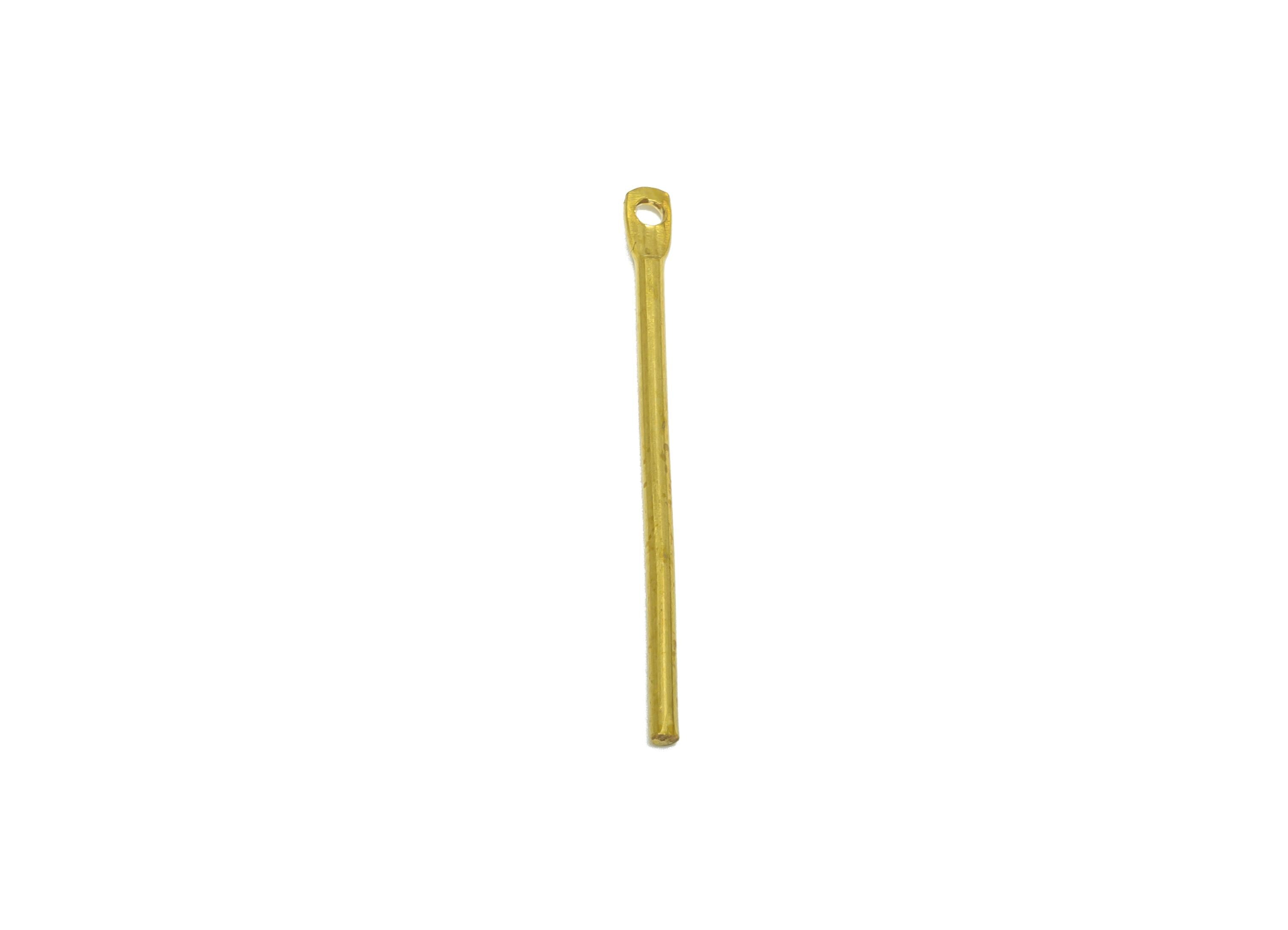 1.2*25mm Stick Earring Charm - Raw Brass Metal Rod with Loop End - Solid Brass Eye Pin - Eye Pin for Jewelry and Crafting - PP10919 - DOMEDBAZAAR