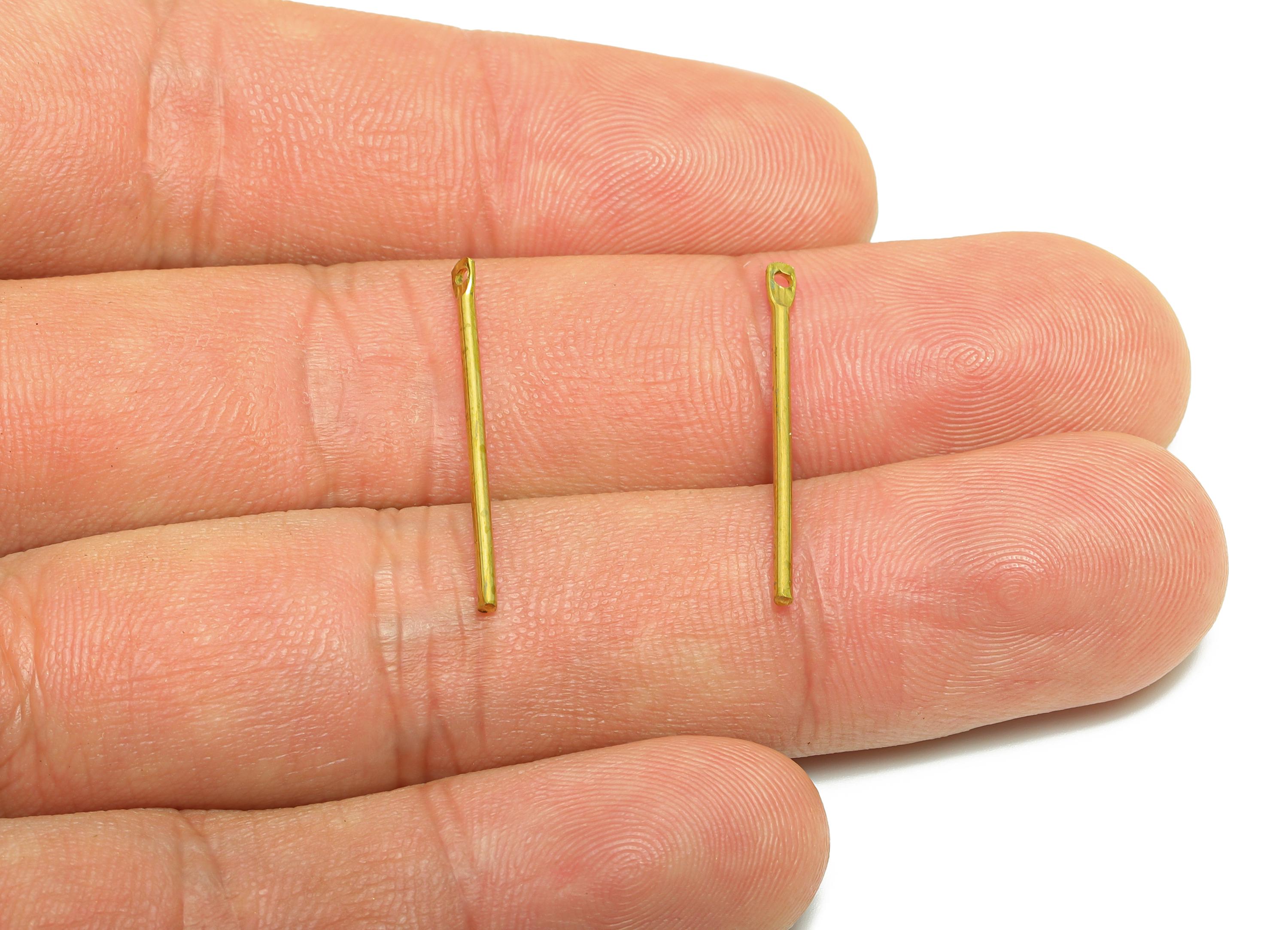1.2*25mm Stick Earring Charm - Raw Brass Metal Rod with Loop End - Solid Brass Eye Pin - Eye Pin for Jewelry and Crafting - PP10919 - DOMEDBAZAAR