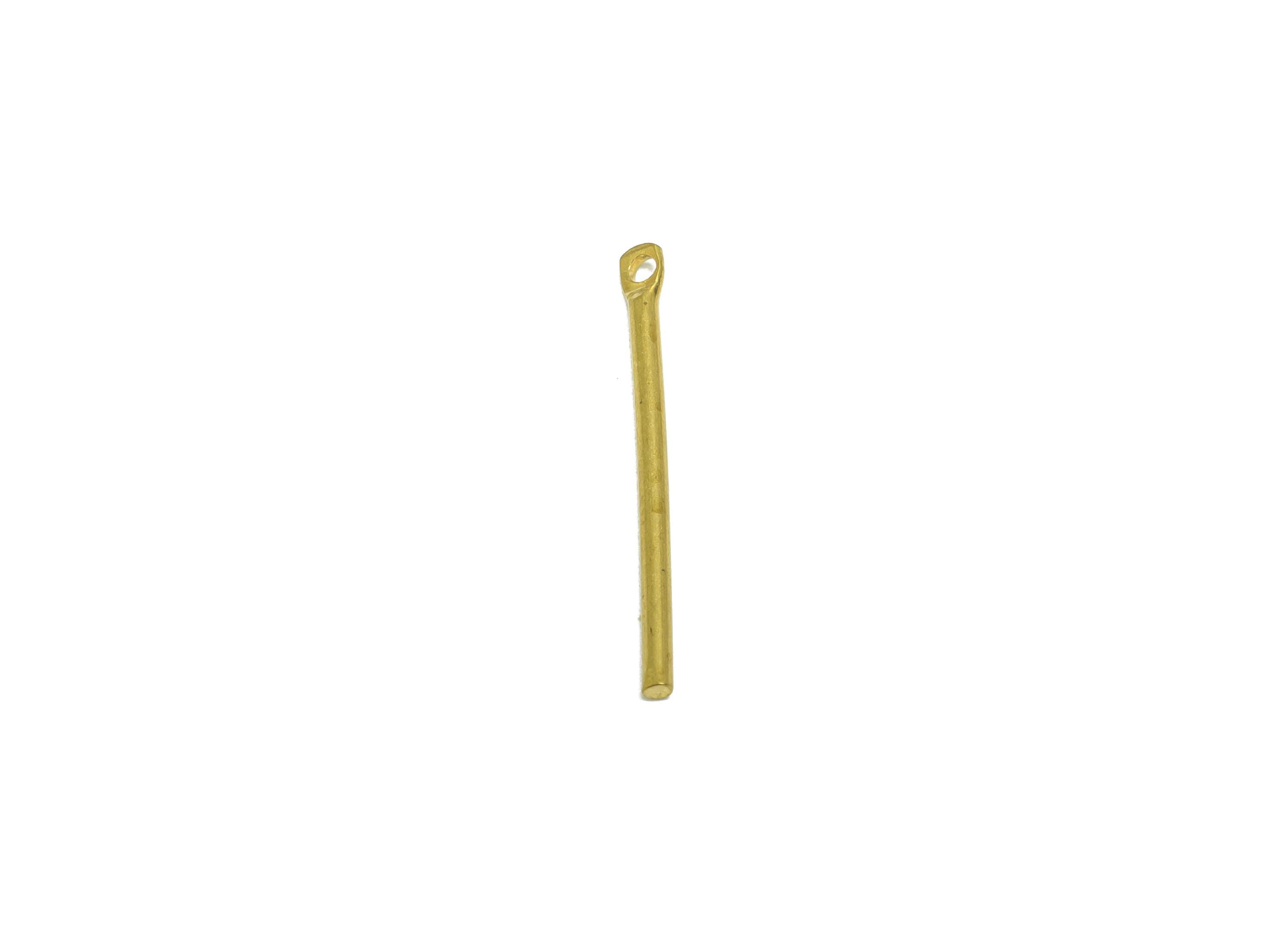 1.2*20mm Stick Earring Charm - Raw Brass Metal Rod with Loop End - Solid Brass Eye Pin - Eye Pin for Jewelry and Crafting - PP10920 - DOMEDBAZAAR