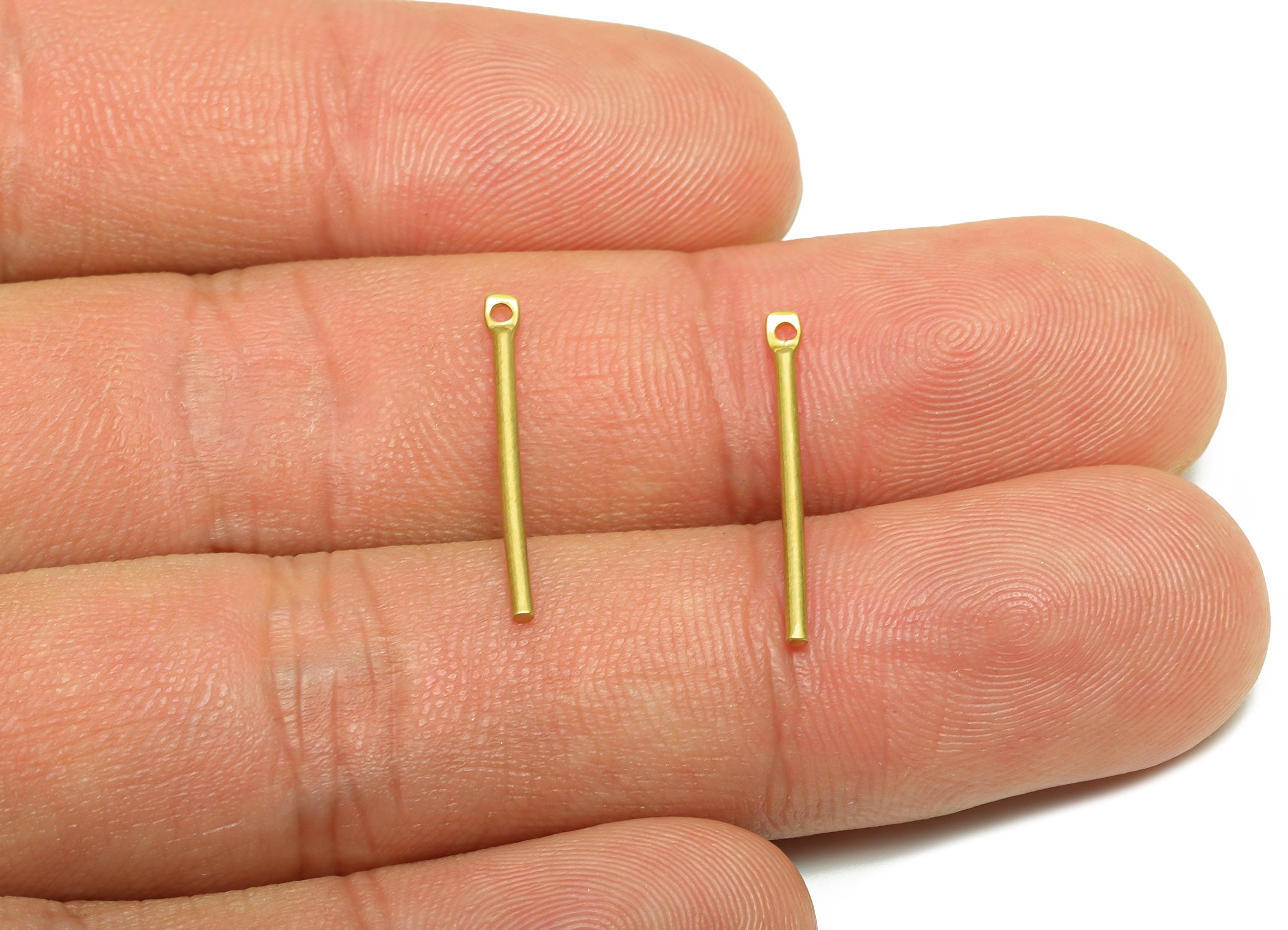 1.2*20mm Stick Earring Charm - Raw Brass Metal Rod with Loop End - Solid Brass Eye Pin - Eye Pin for Jewelry and Crafting - PP10920 - DOMEDBAZAAR