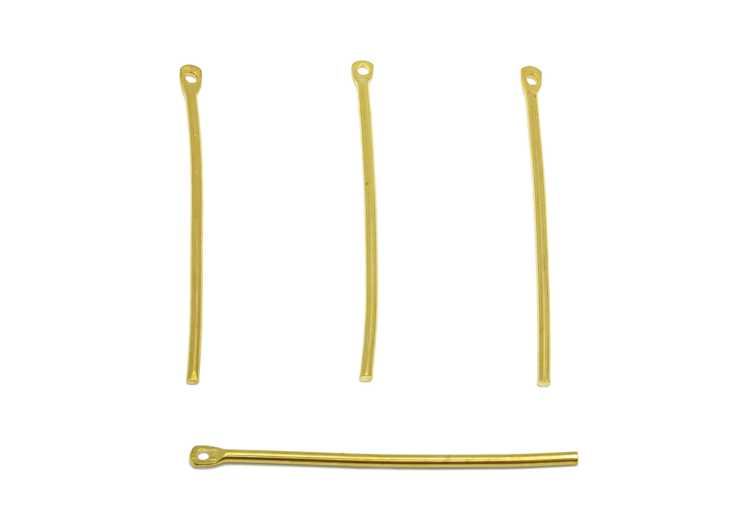 1.2*35mm Stick Earring Charm - Raw Brass Metal Rod with Loop End - Solid Brass Eye Pin - Eye Pin for Jewelry and Crafting - PP10917 - DOMEDBAZAAR