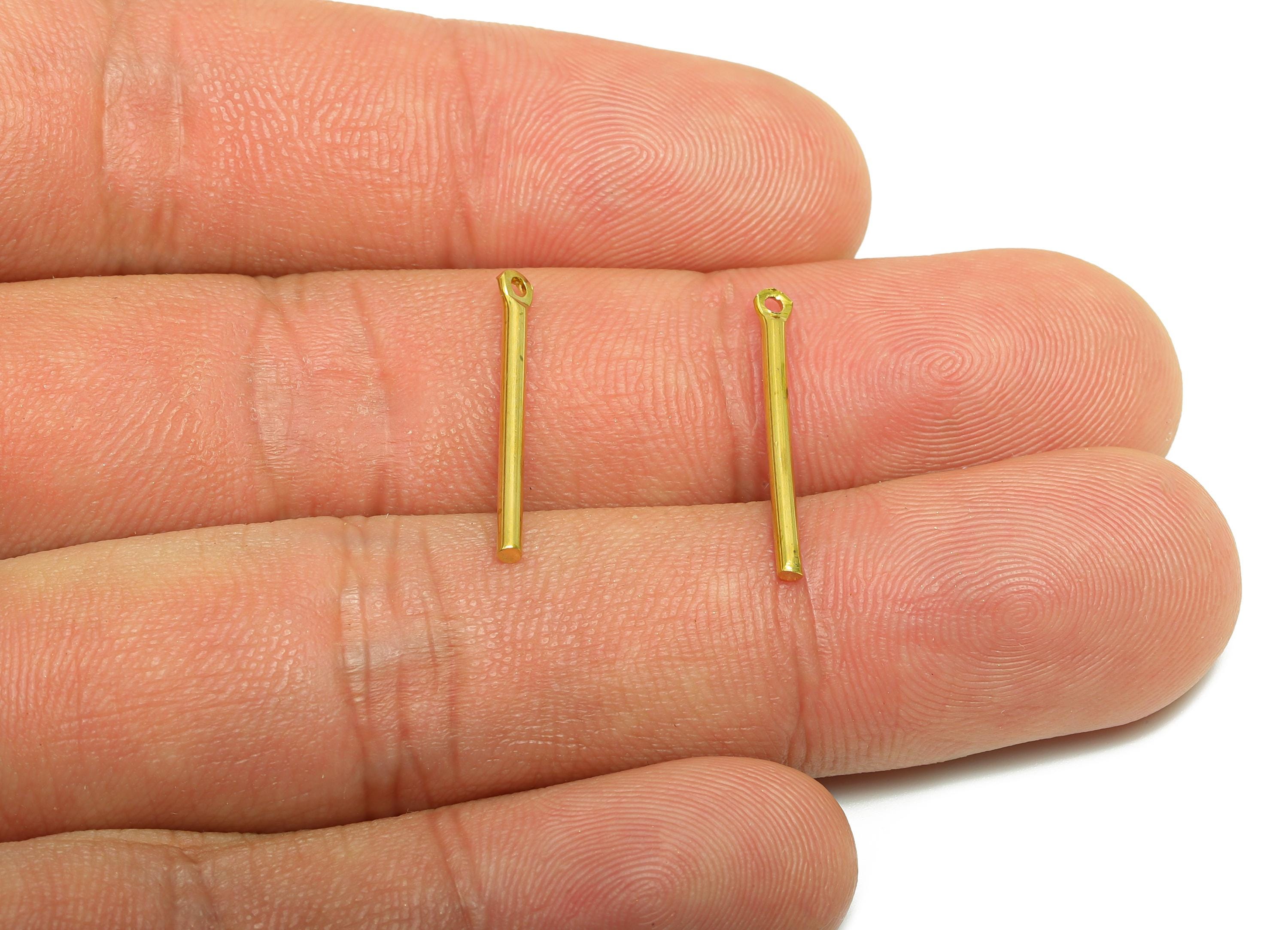 1.5*20mm Stick Earring Charm - Raw Brass Metal Rod with Loop End - Solid Brass Eye Pin - Eye Pin for Jewelry Making Component - PP10915 - DOMEDBAZAAR