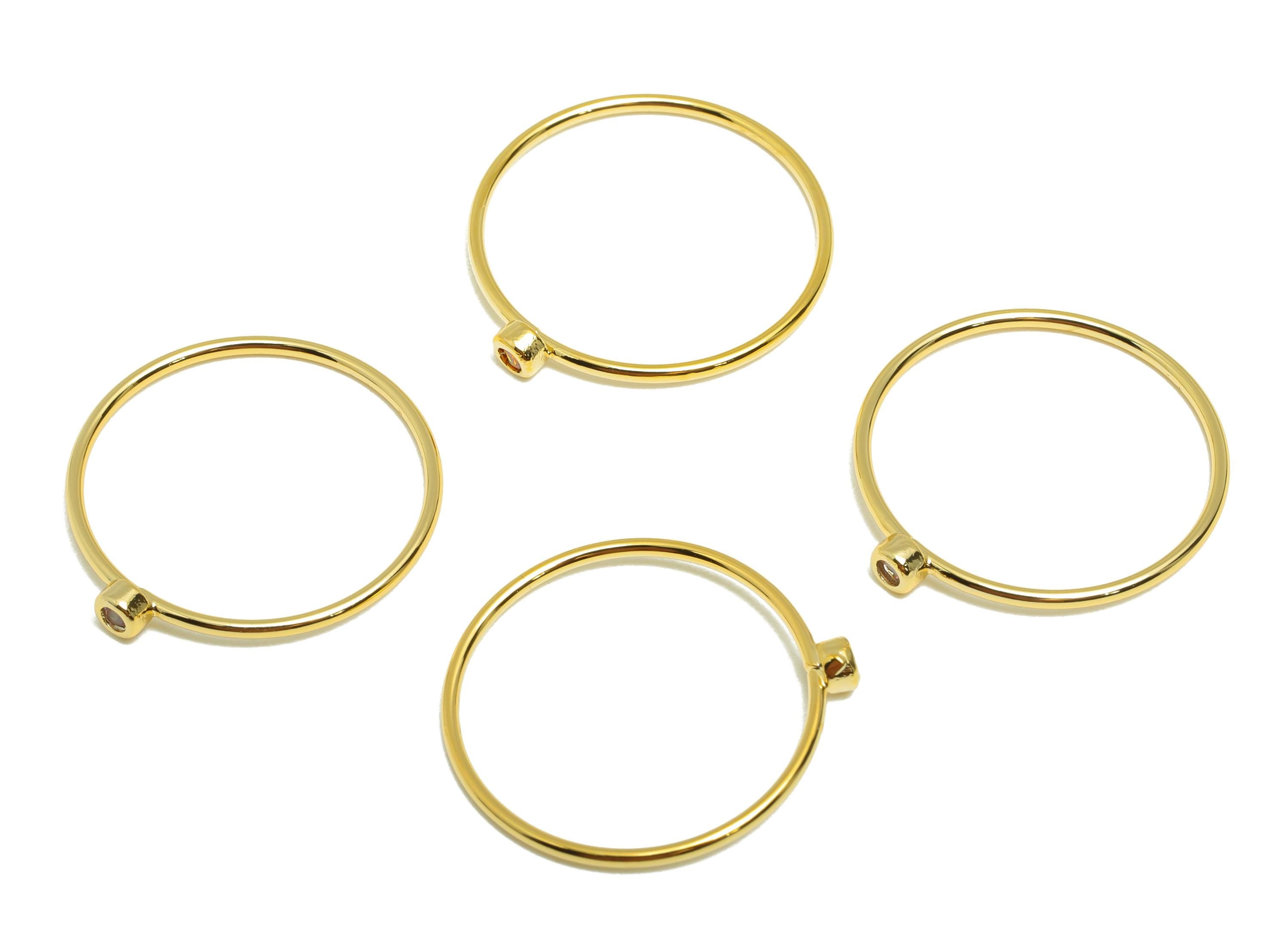 Brass Closed Zircon Ring - Gold Minimalist Thin Hoop Ring for Women - Pink Circle Ring - 18K Real Gold Plating - 19.2x17.8x2.8mm- RGP9102A - DOMEDBAZAAR