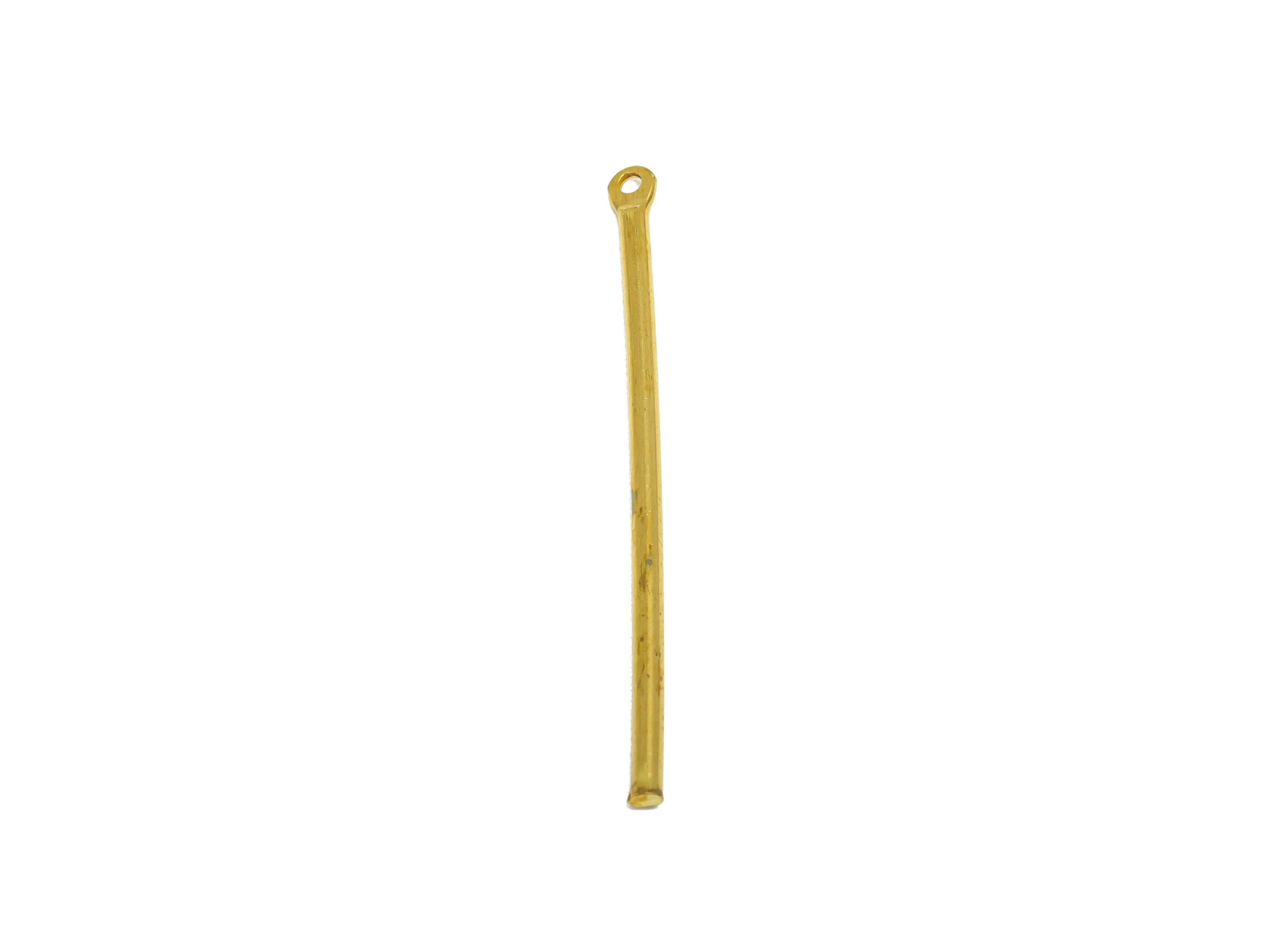 1.2*35mm Stick Earring Charm - Raw Brass Metal Rod with Loop End - Solid Brass Eye Pin - Eye Pin for Jewelry and Crafting - PP10912 - DOMEDBAZAAR