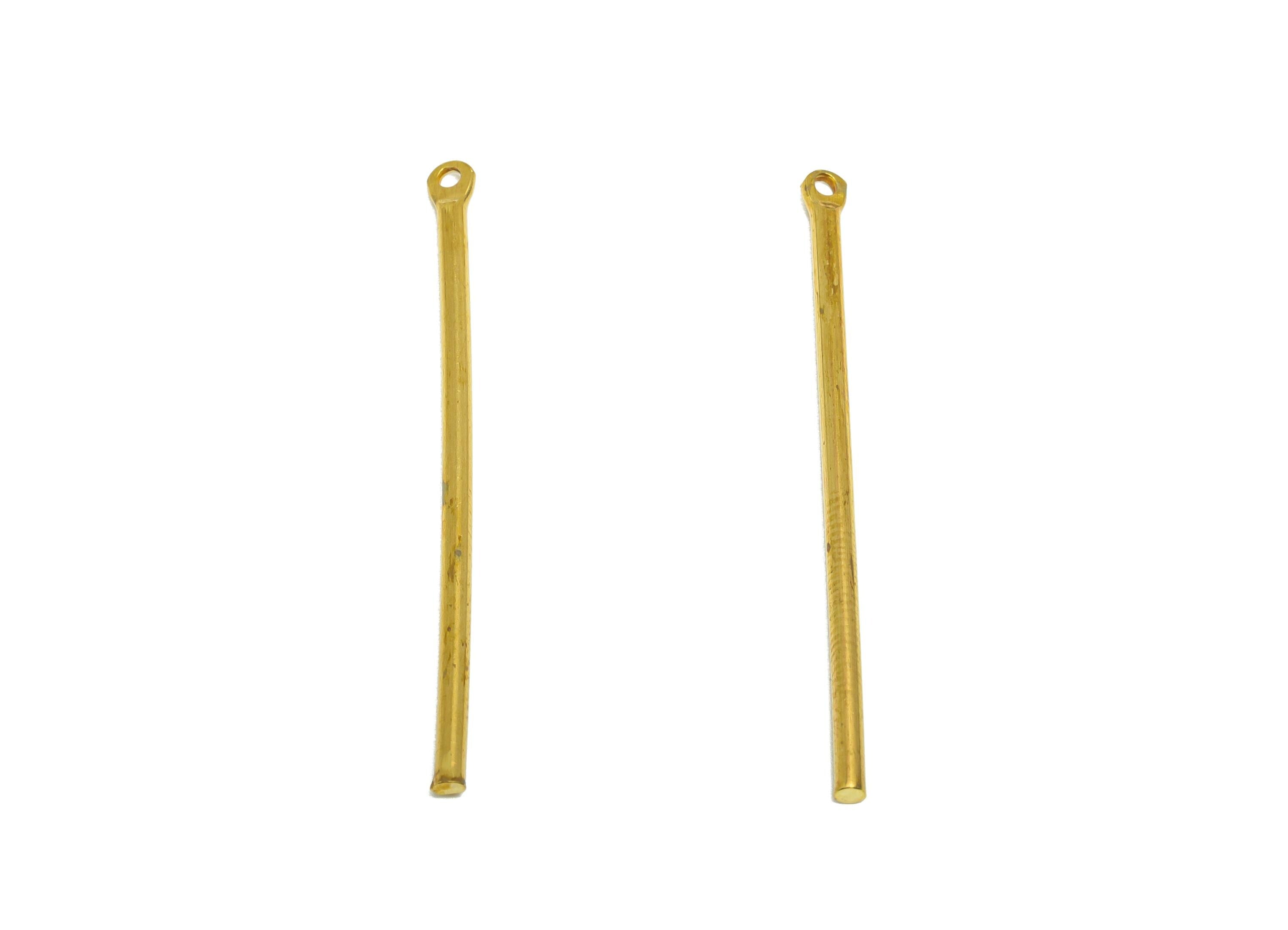 1.2*35mm Stick Earring Charm - Raw Brass Metal Rod with Loop End - Solid Brass Eye Pin - Eye Pin for Jewelry and Crafting - PP10912 - DOMEDBAZAAR