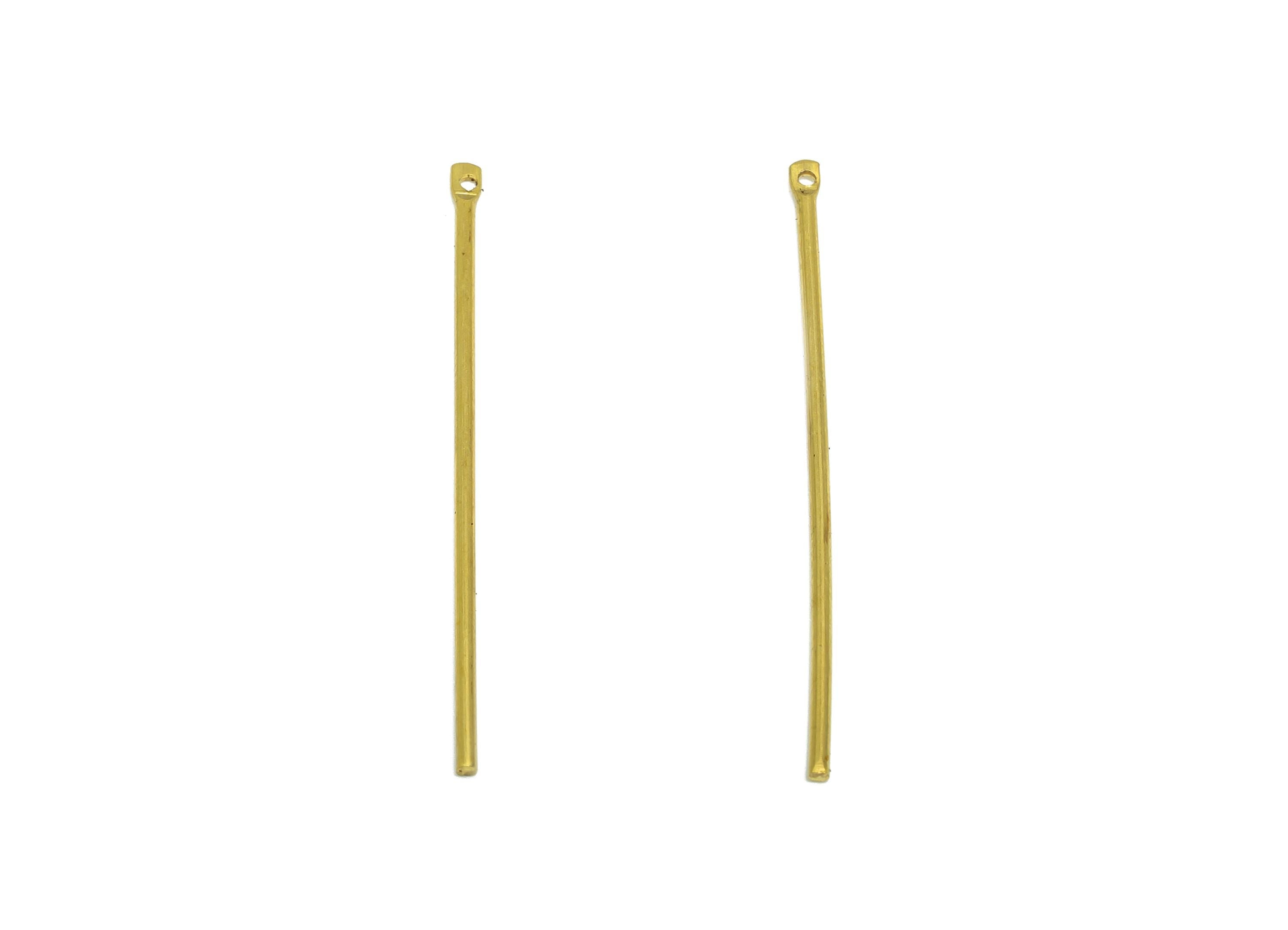 1.2*40mm Stick Earring Charm - Raw Brass Metal Rod with Loop End - Solid Brass Eye Pin - Eye Pin for Jewelry Making Component - PP10916 - DOMEDBAZAAR