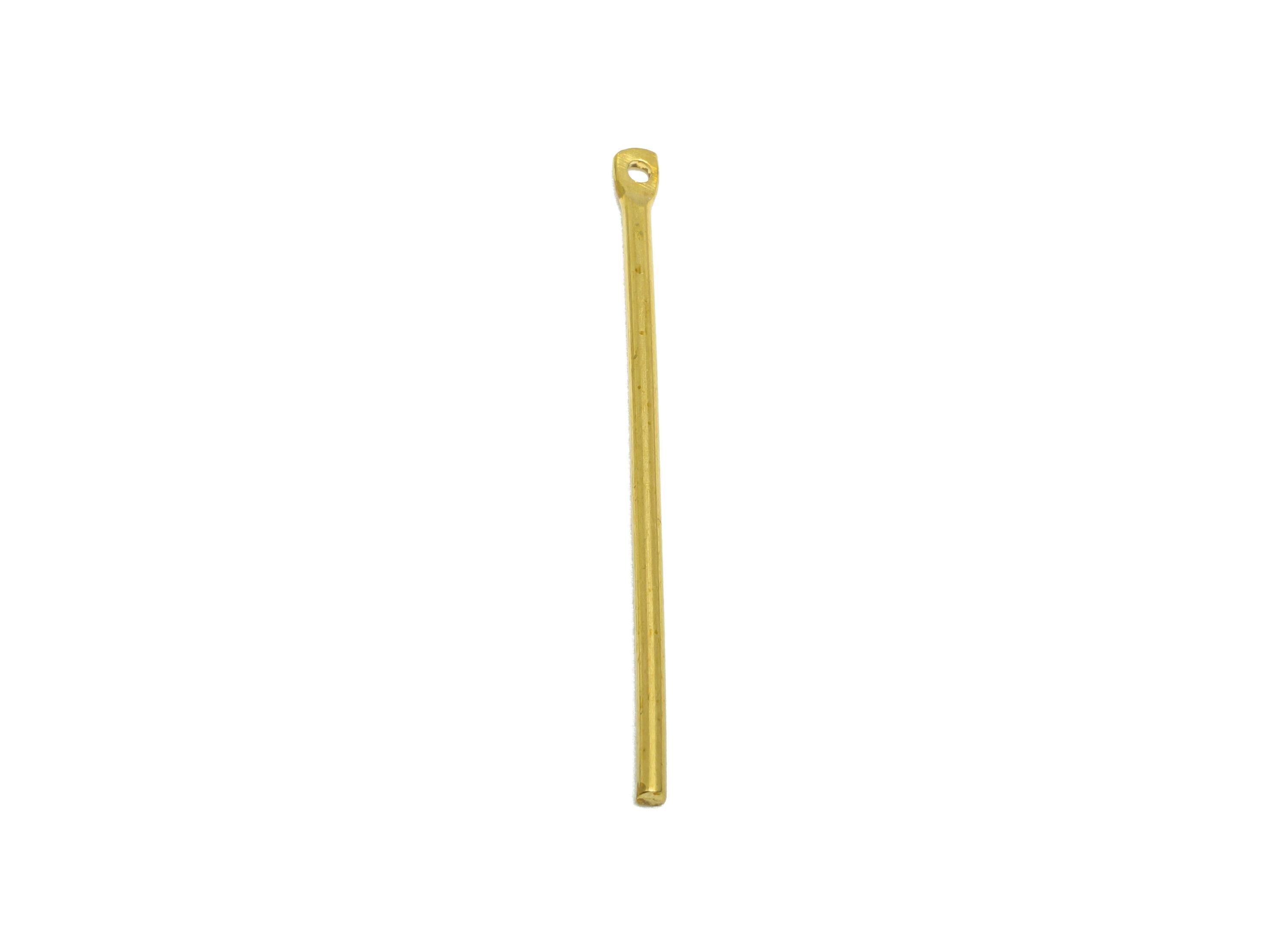 1.2*30mm Stick Earring Charm - Raw Brass Metal Rod with Loop End - Solid Brass Eye Pin - Eye Pin for Jewelry and Crafting - PP10918 - DOMEDBAZAAR