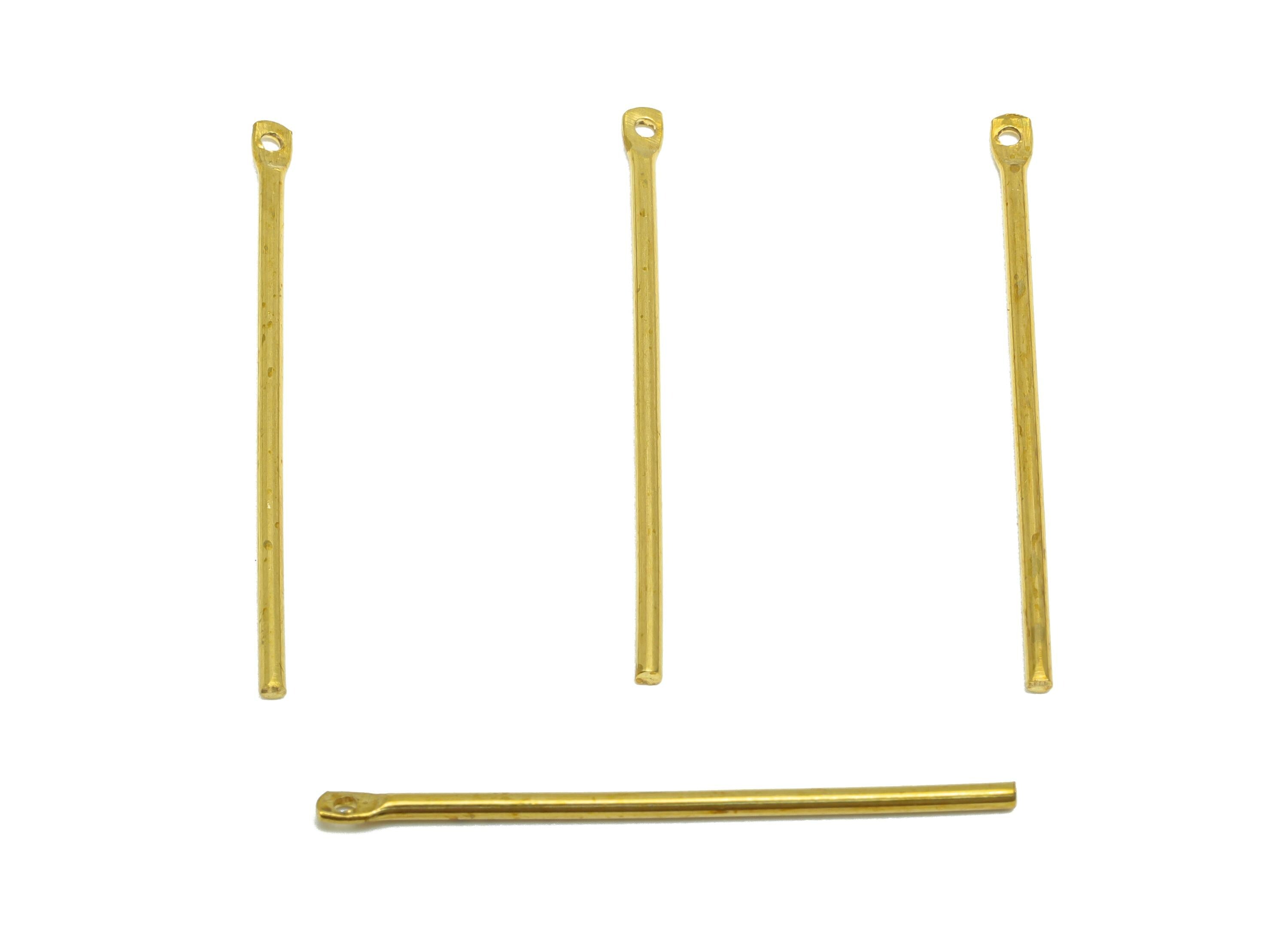 1.2*30mm Stick Earring Charm - Raw Brass Metal Rod with Loop End - Solid Brass Eye Pin - Eye Pin for Jewelry and Crafting - PP10918 - DOMEDBAZAAR
