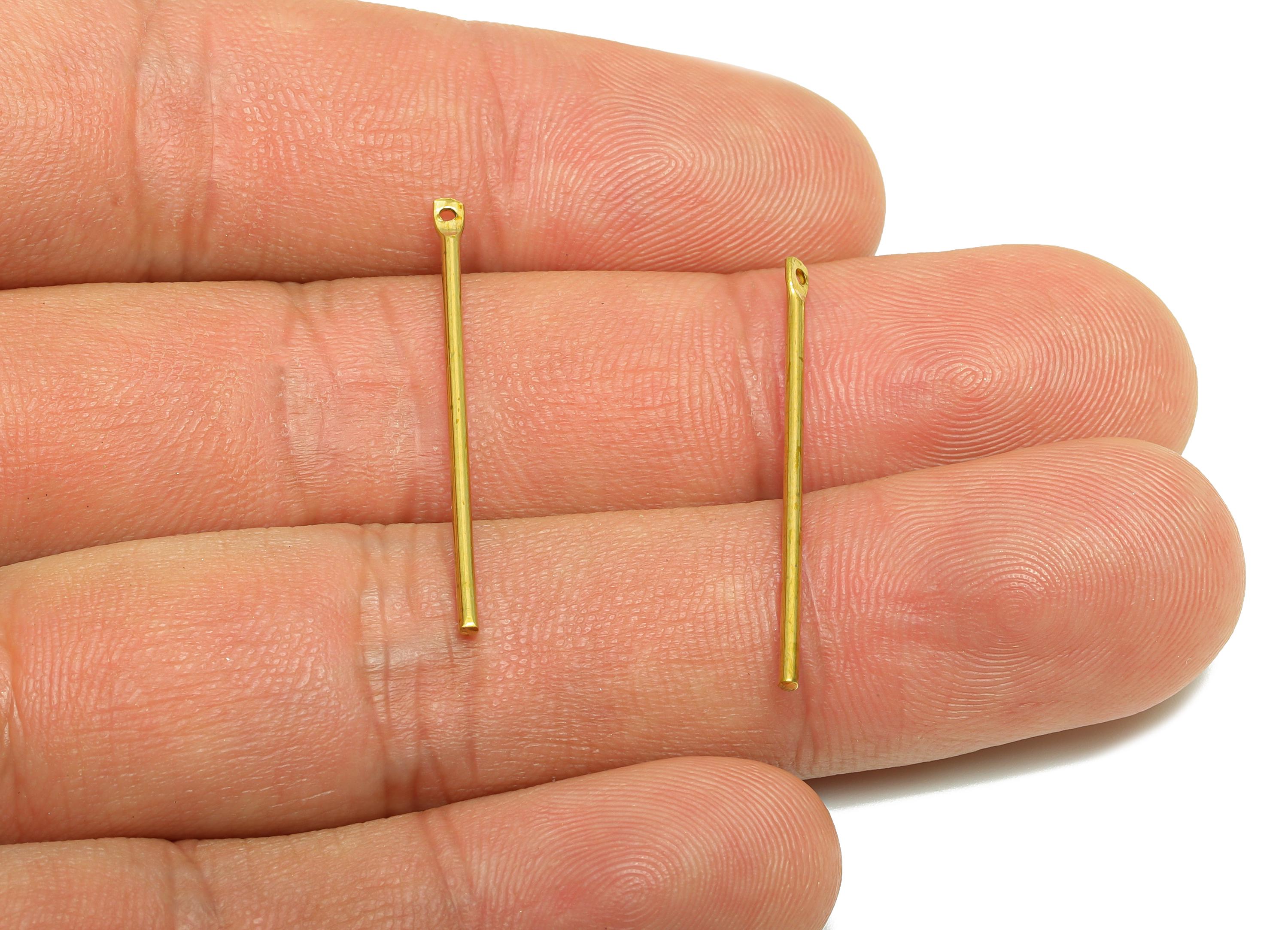 1.2*30mm Stick Earring Charm - Raw Brass Metal Rod with Loop End - Solid Brass Eye Pin - Eye Pin for Jewelry and Crafting - PP10918 - DOMEDBAZAAR