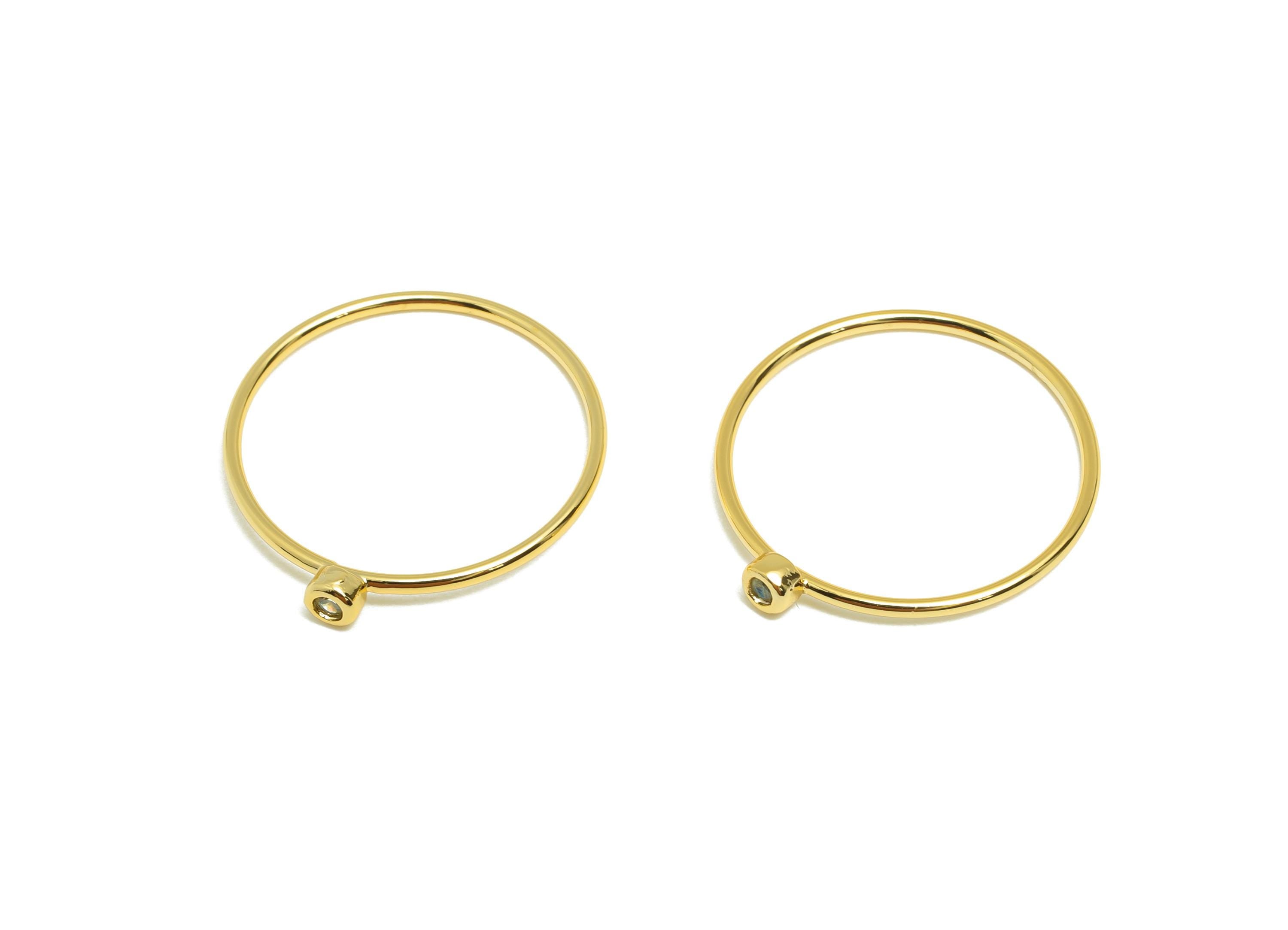 Brass Closed Zircon Ring - Gold Minimalist Hoop Ring for Women - Deep Yellow Circle Ring - 18K Real Gold Plating - 19.3x17.7x2.6mm- RGP9102B - DOMEDBAZAAR