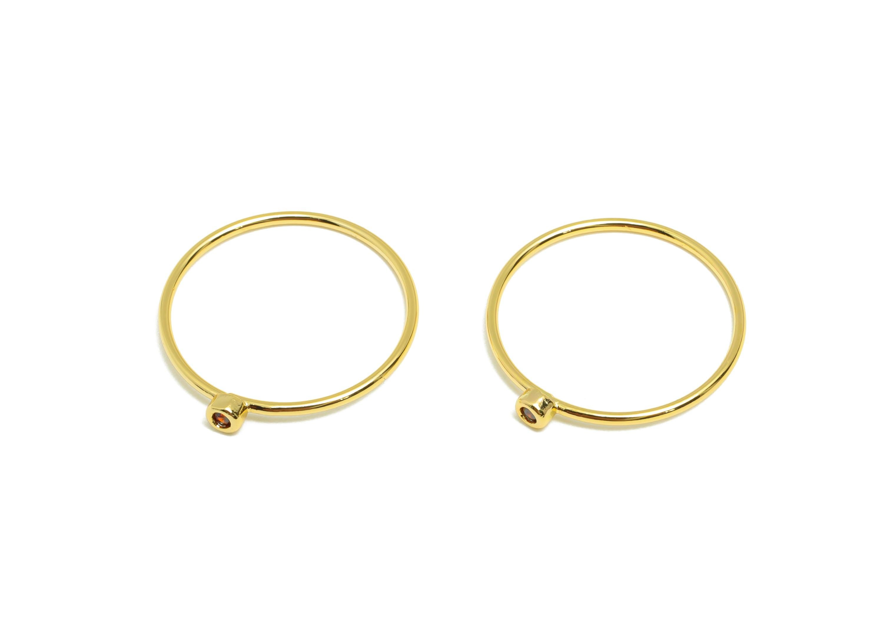 Brass Closed Zircon Ring - Gold Minimalist Hoop Ring for Women - Deep red Circle Ring - 18K Real Gold Plating - 19.3x17.7x2.6mm - RGP9102F - DOMEDBAZAAR