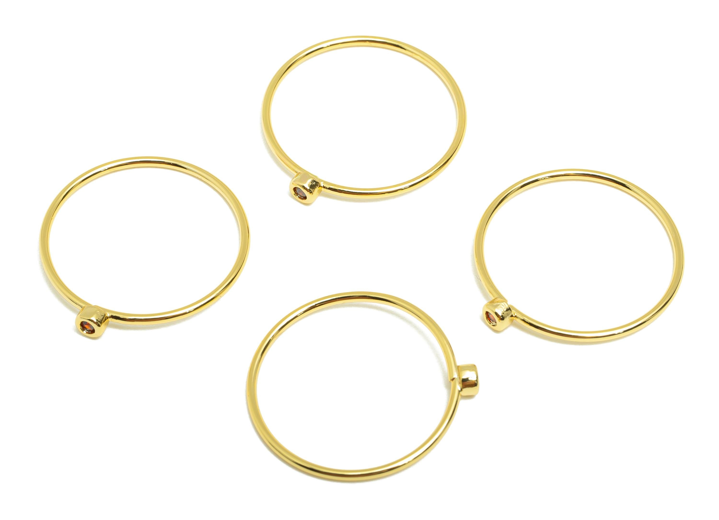 Brass Closed Zircon Ring - Gold Minimalist Hoop Ring for Women - Deep red Circle Ring - 18K Real Gold Plating - 19.3x17.7x2.6mm - RGP9102F - DOMEDBAZAAR