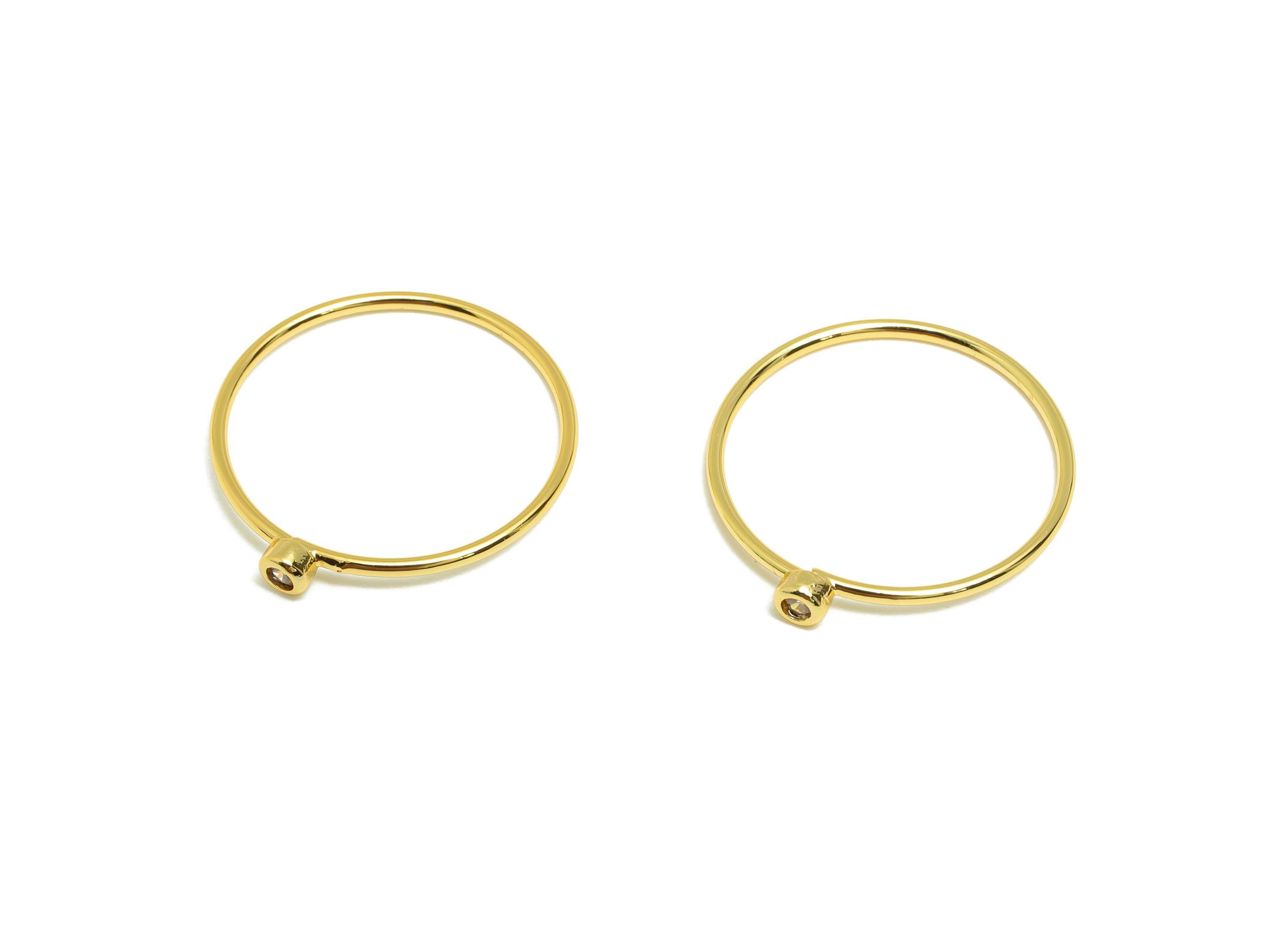 Brass Closed Zircon Ring - Gold Minimalist Hoop Ring for Women - Champagne Circle Ring - 18K Real Gold Plating - 19.3x17.7x2.6mm - RGP9102H - DOMEDBAZAAR