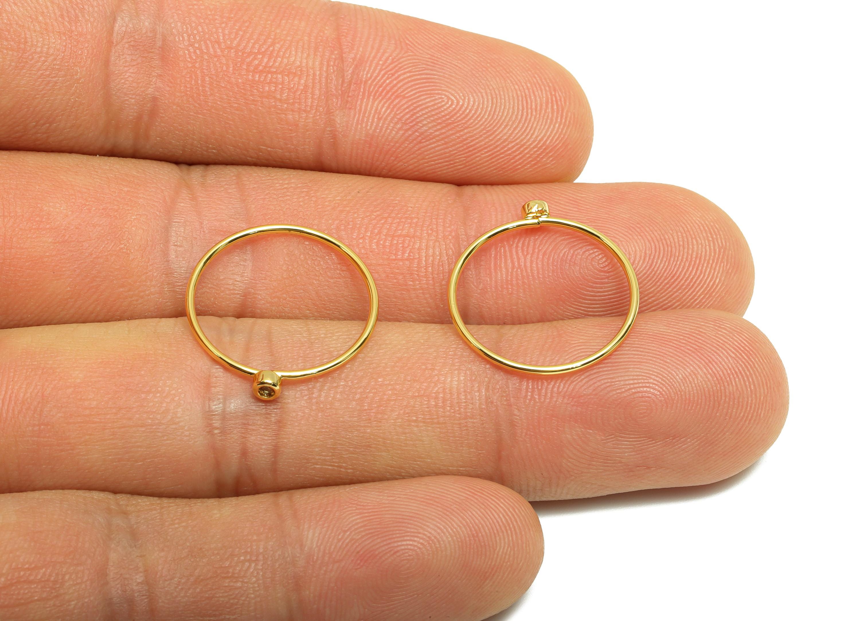 Brass Closed Zircon Ring - Gold Minimalist Hoop Ring for Women - Champagne Circle Ring - 18K Real Gold Plating - 19.3x17.7x2.6mm - RGP9102H - DOMEDBAZAAR