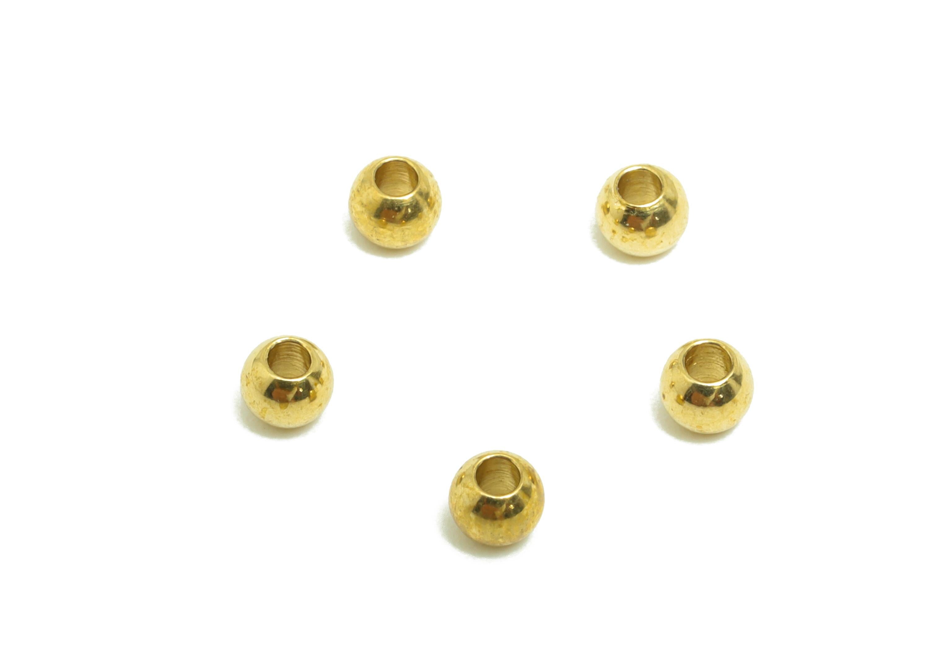 Brass Spacer Bead - Raw Brass Accent Beads for Jewelry Making - Brass Smooth Round Bead - Polished Brass Ball Bead - 2.87x2.38x2mm - PP10906 - DOMEDBAZAAR