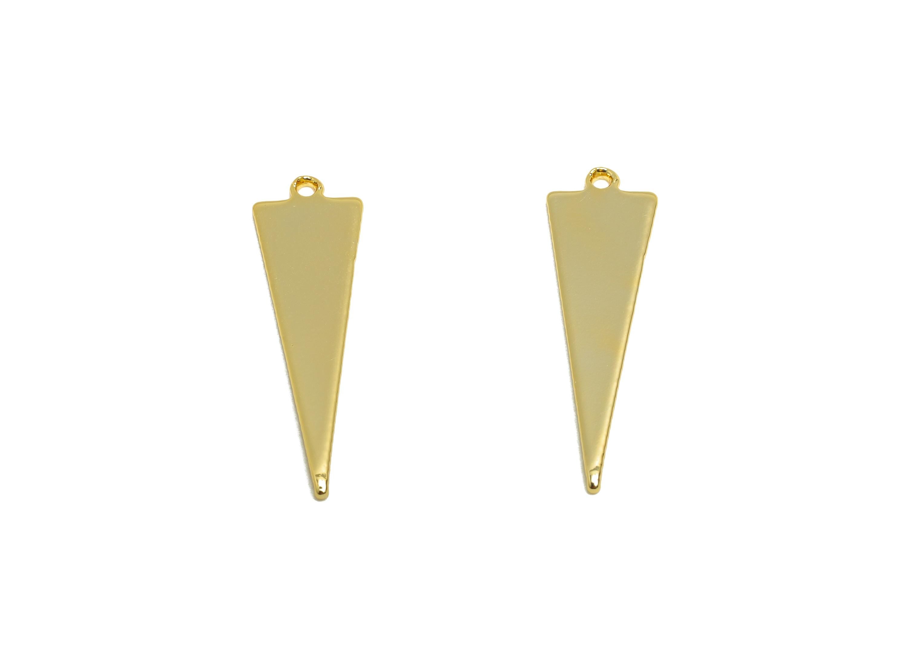 Brass Triangle Earring Charm - Gold Minimalist Earring Charm - Geometry Polished Pendant - 18K Real Gold Plated - 23x6x0.9mm - RGP9279 - DOMEDBAZAAR