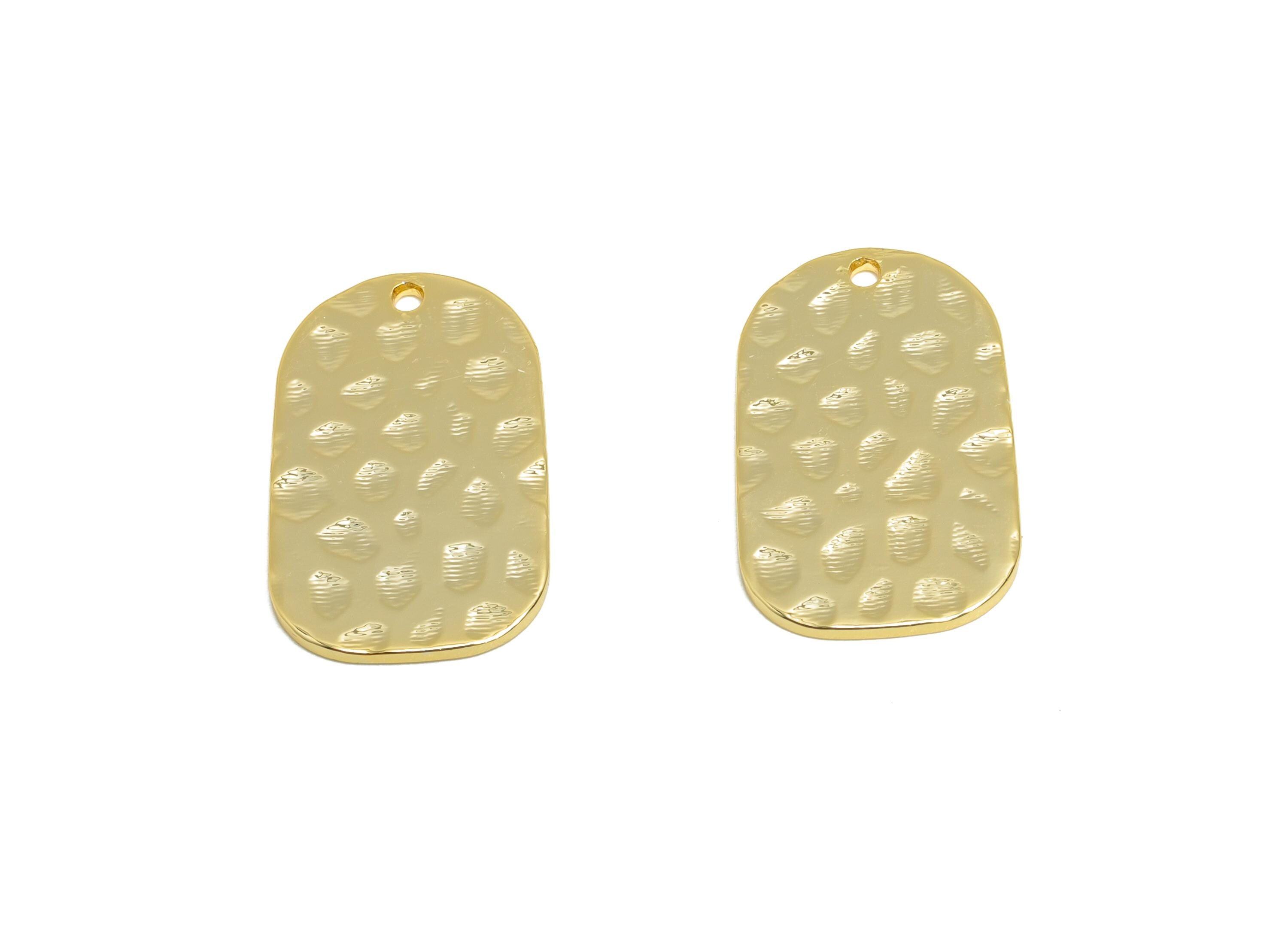 Brass Dotted Pattern Pendant - Gold Textured Pendant - Geometry Artisan Pendant - Golden Charm - 18K Real Gold Plated - 19x11x1mm - RGP9280 - DOMEDBAZAAR