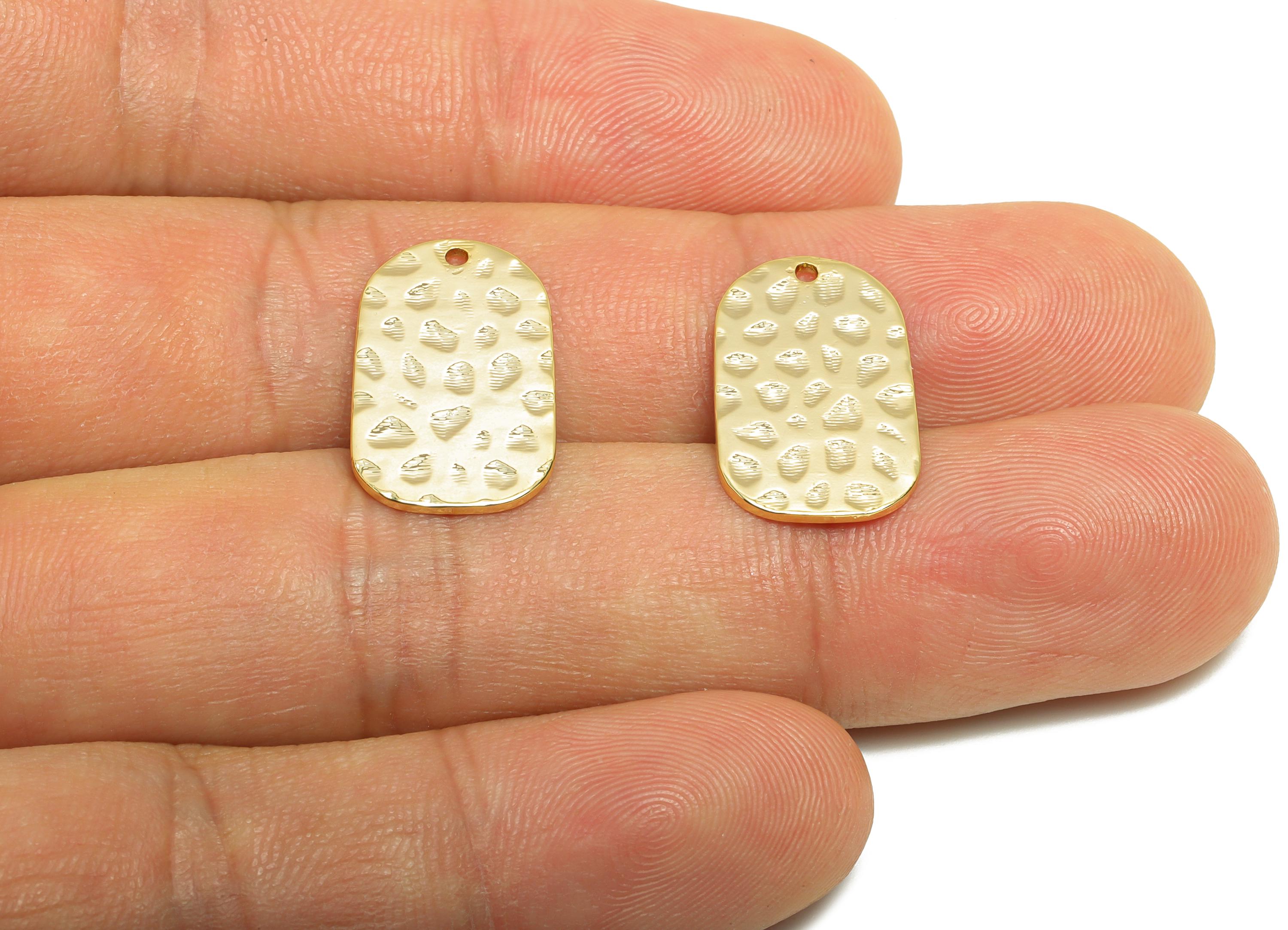 Brass Dotted Pattern Pendant - Gold Textured Pendant - Geometry Artisan Pendant - Golden Charm - 18K Real Gold Plated - 19x11x1mm - RGP9280 - DOMEDBAZAAR