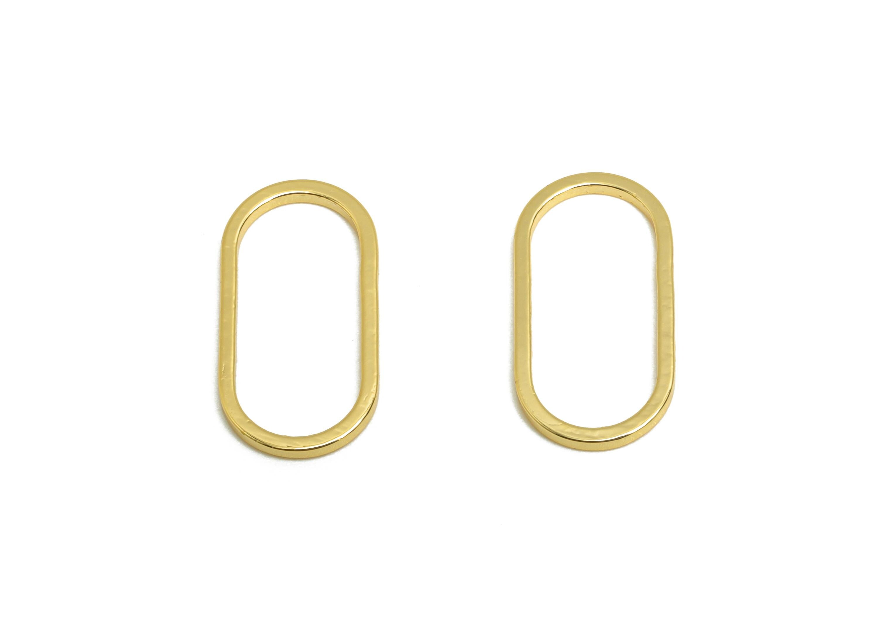 8*15mm Gold Oval Connector - Geometric Link - Brass Geometry Minimalist Charm - Jewelry Making - 18K Real Gold Plated - RGP9281-8x15 - DOMEDBAZAAR
