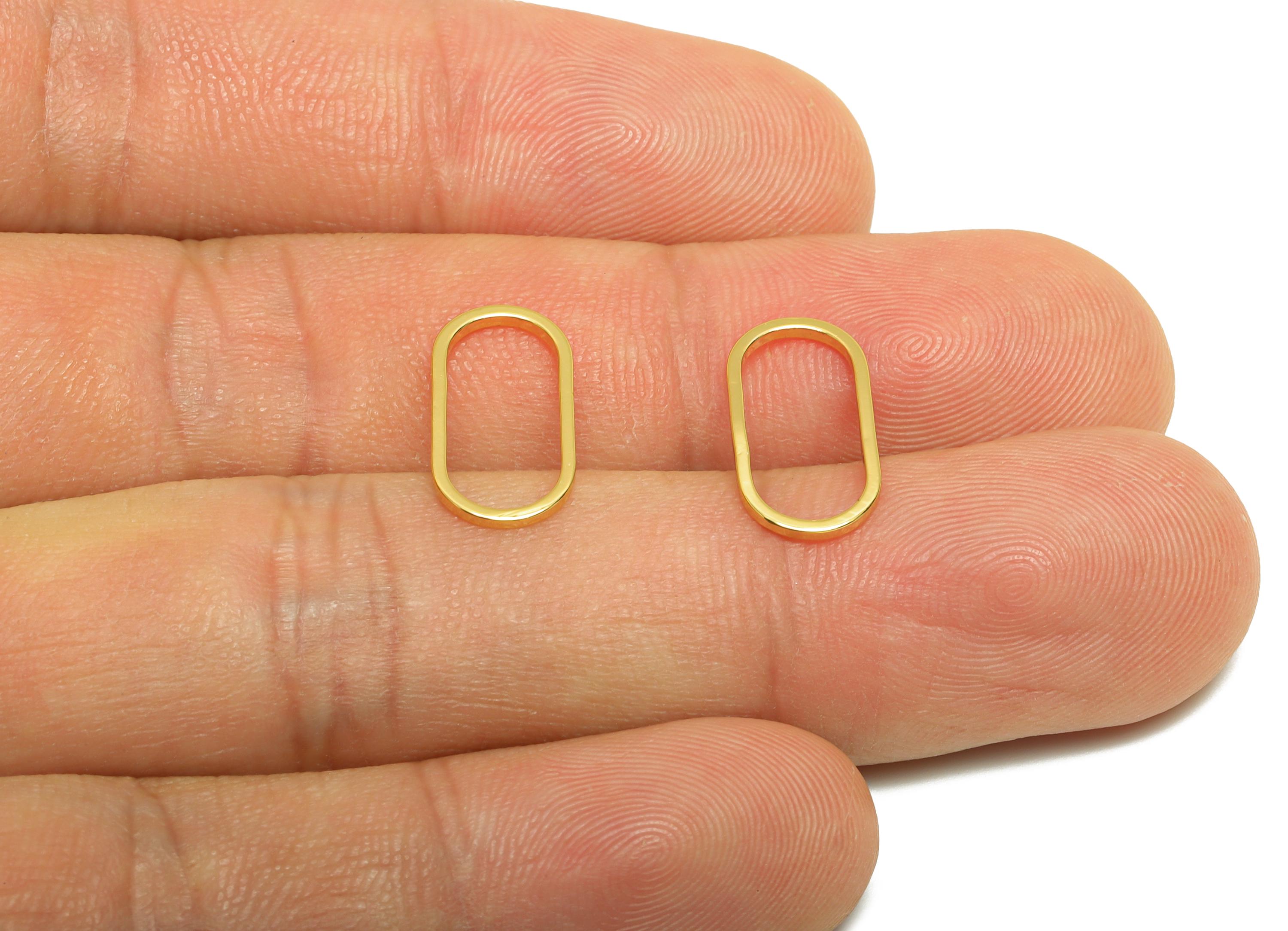 8*15mm Gold Oval Connector - Geometric Link - Brass Geometry Minimalist Charm - Jewelry Making - 18K Real Gold Plated - RGP9281-8x15 - DOMEDBAZAAR