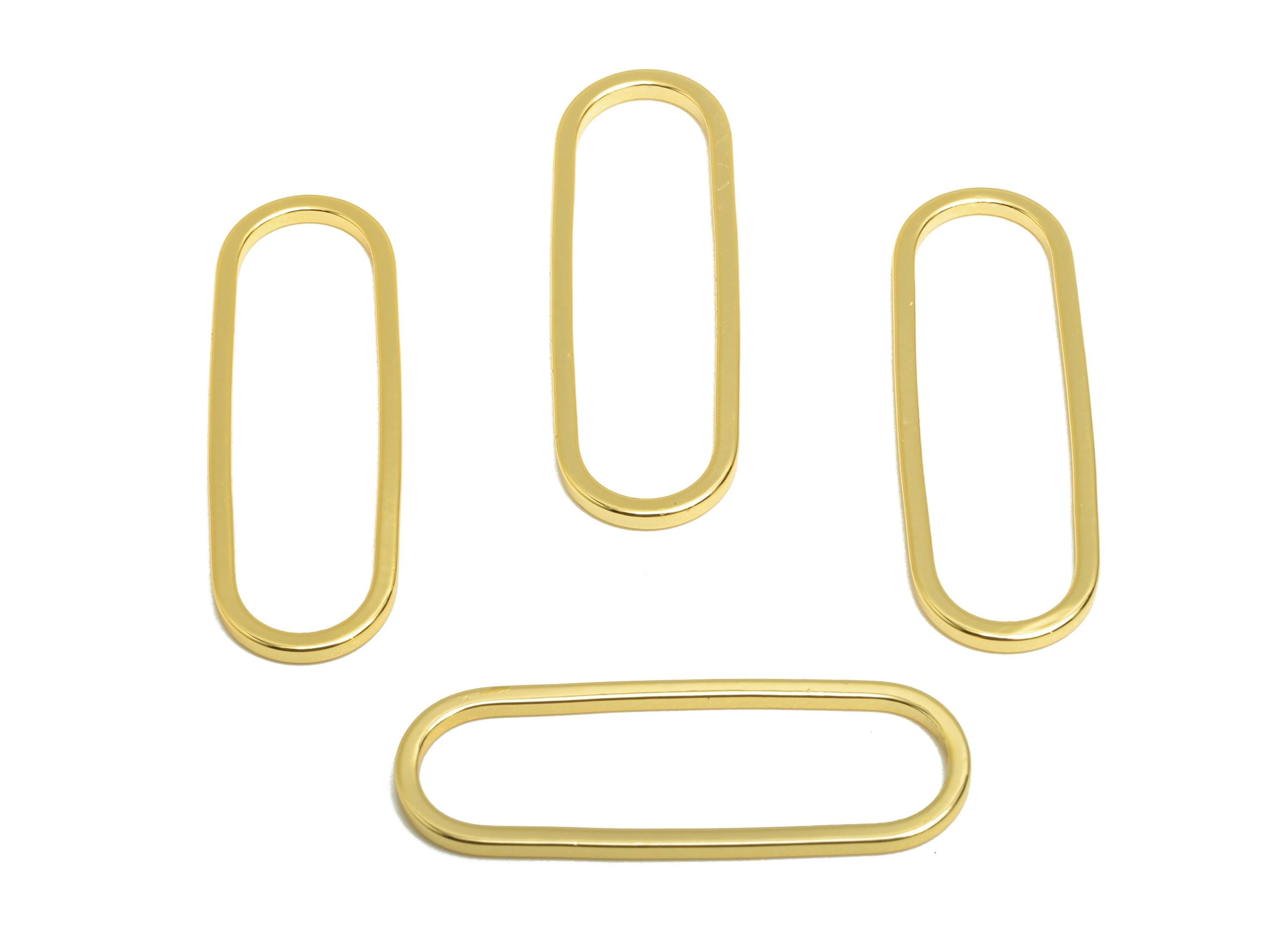 8*25mm Gold Oval Connector - Geometric Link - Brass Geometry Minimalist Charm - Jewelry Making - 18K Real Gold Plated - RGP9281-8x25 - DOMEDBAZAAR