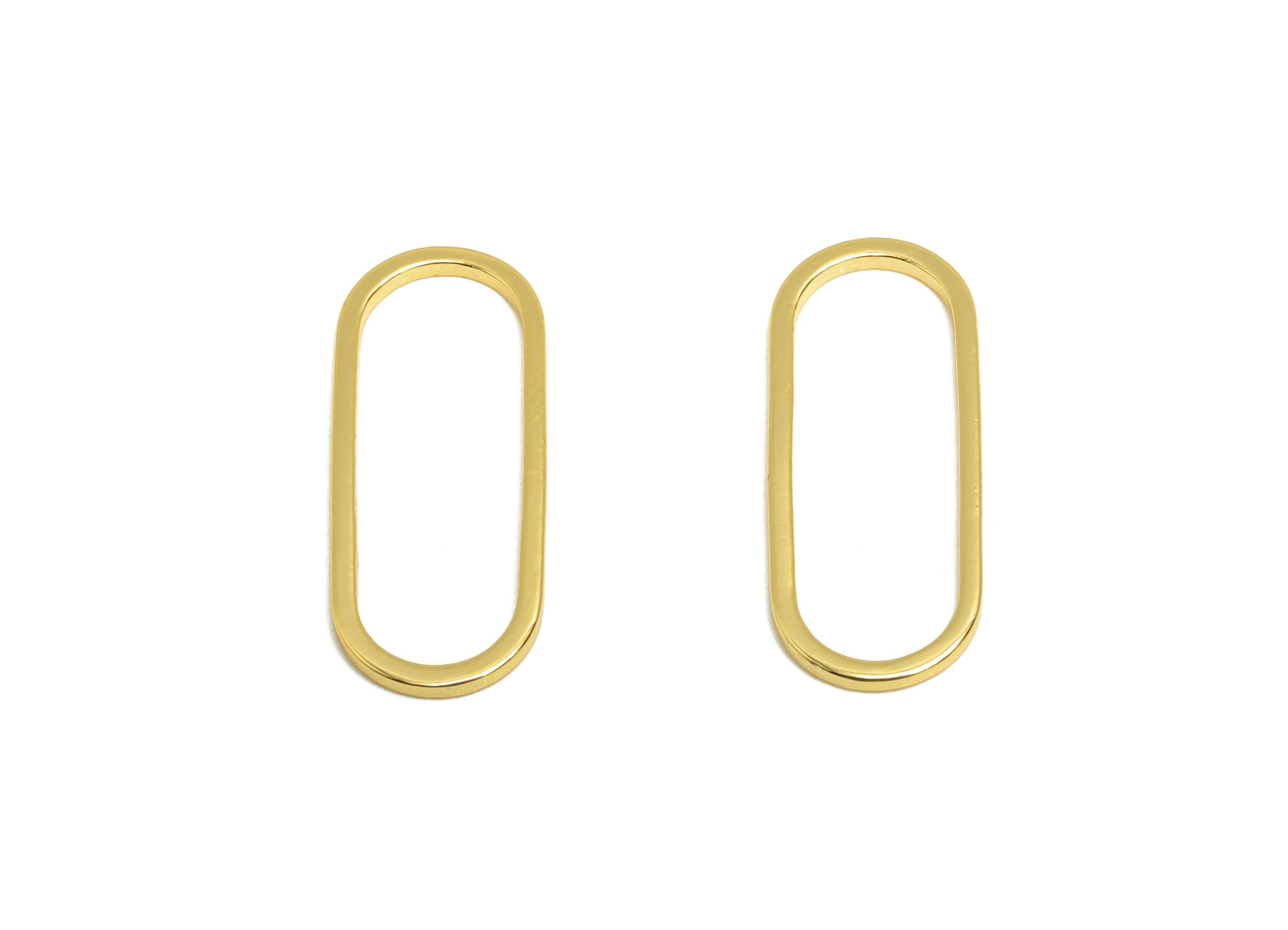 8*20mm Gold Oval Connector - Geometric Link - Brass Geometry Minimalist Charm - Jewelry Making - 18K Real Gold Plated - RGP9281-8*20 - DOMEDBAZAAR