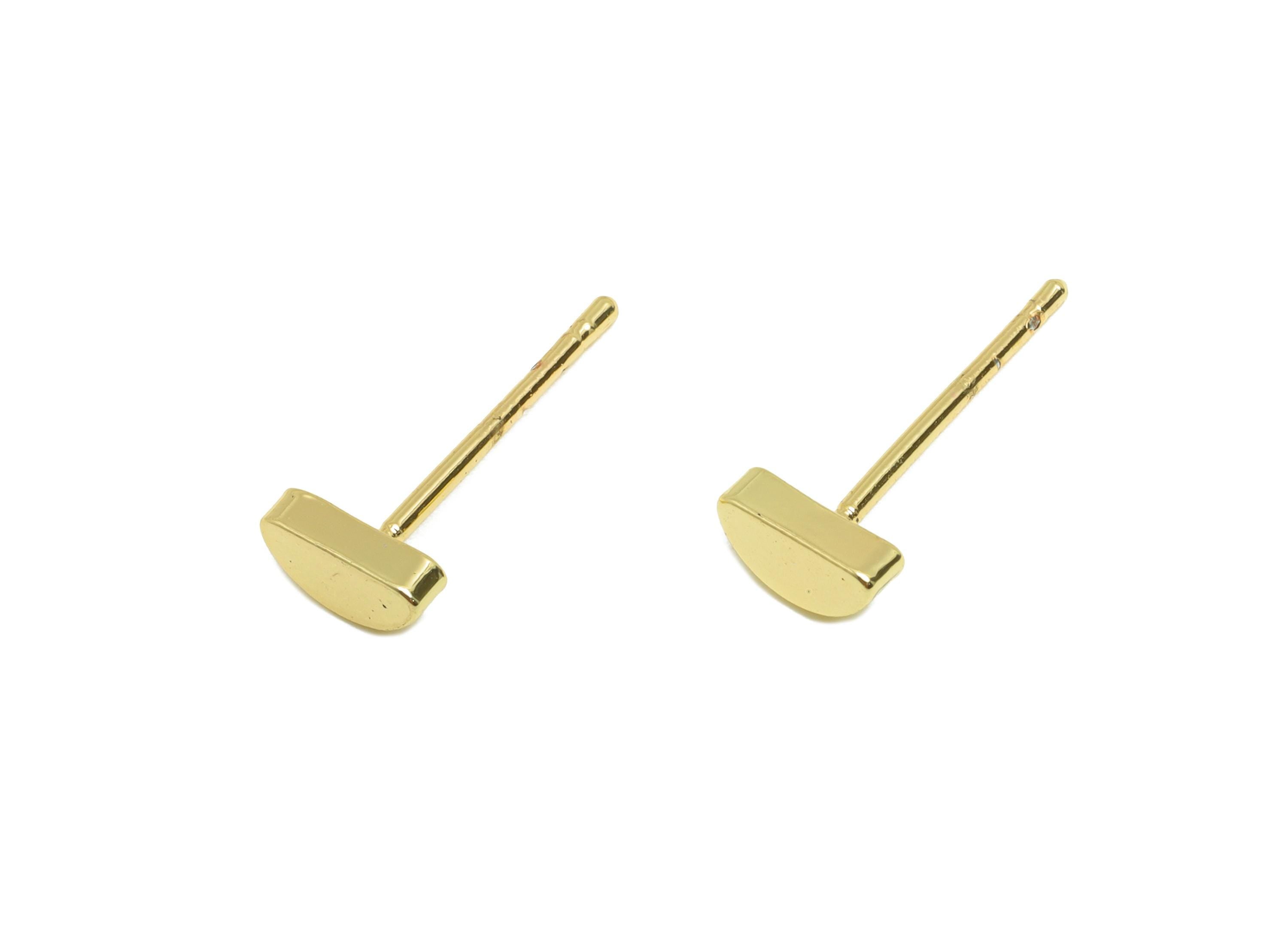 Brass Mini Moon Earring - Gold Domed Earring Post - Everyday Wear Earring - Minimalist Jewelry - 18K Real Gold Plated - 14x6x1mm - RGP9282 - DOMEDBAZAAR