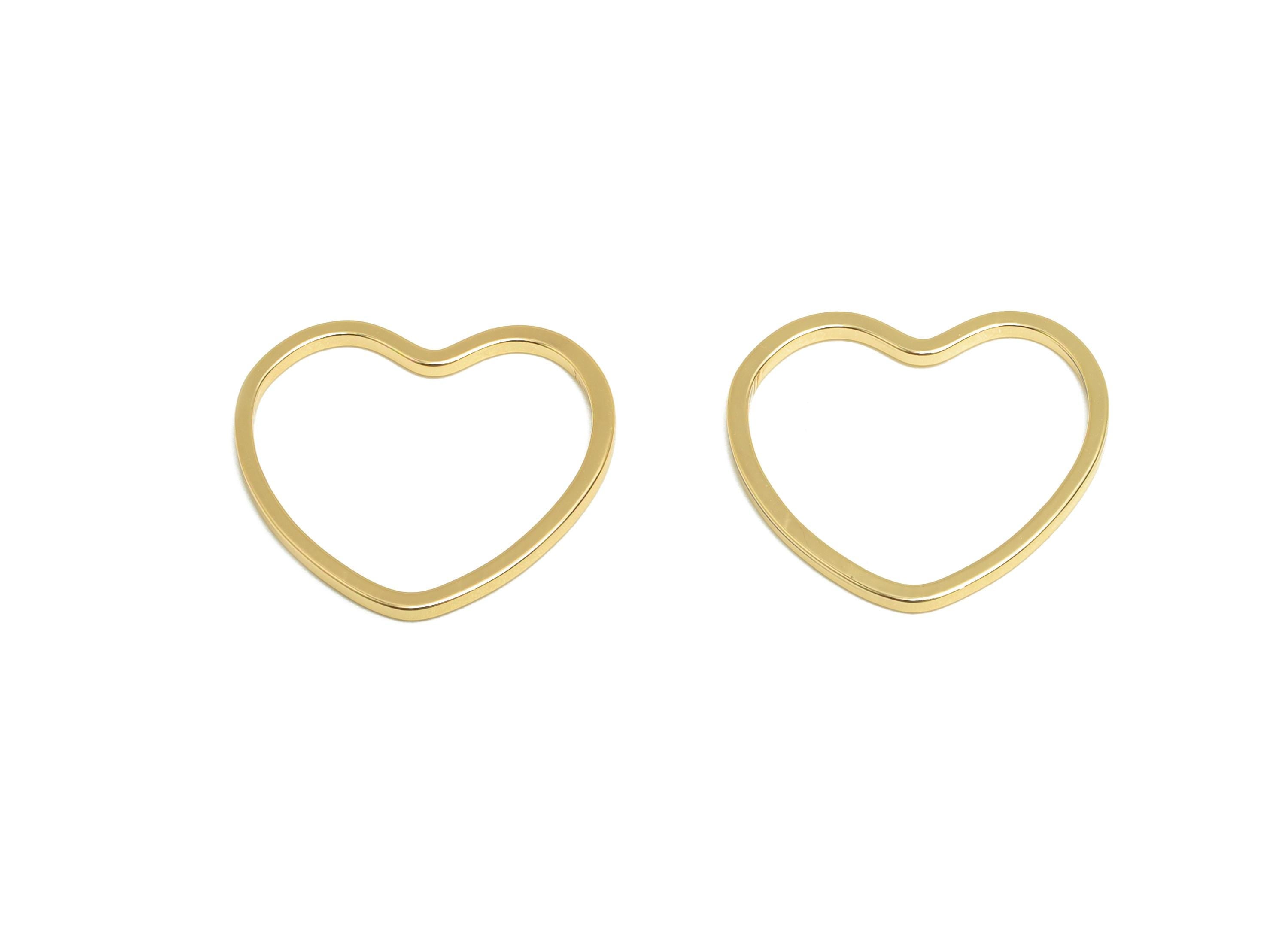 15*16mm Gold Heart Connector - Romantic Jewelry - Brass Geometry Charm - Minimalist Jewelry - DIY Jewelry - 18K Real Gold Plated - RGP9288 - DOMEDBAZAAR