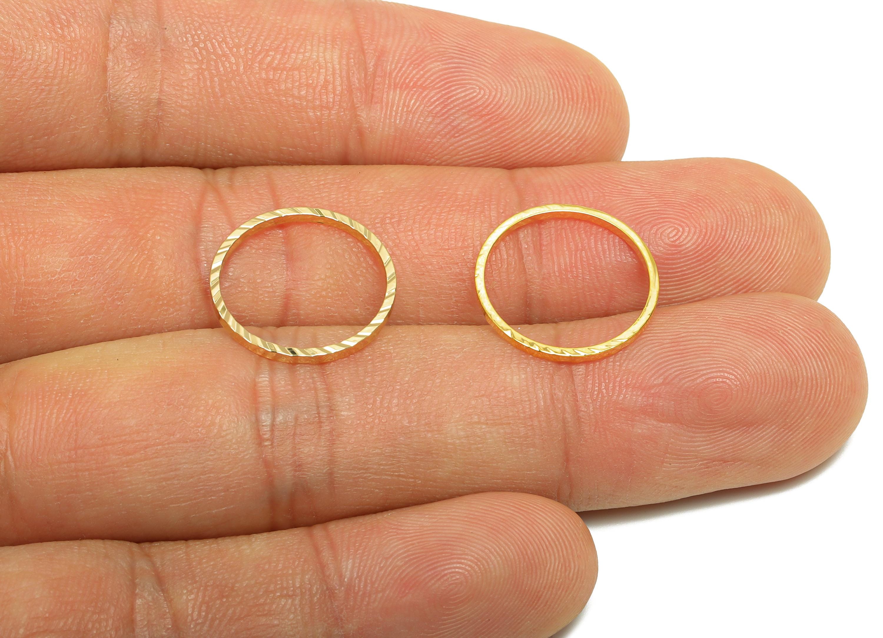 16mm Gold Round Connector - Textured Circle Jewelry - Brass Geometry Minimalist Jewelry - DIY Jewelry - 18K Real Gold Plated - RGP9289-16 - DOMEDBAZAAR